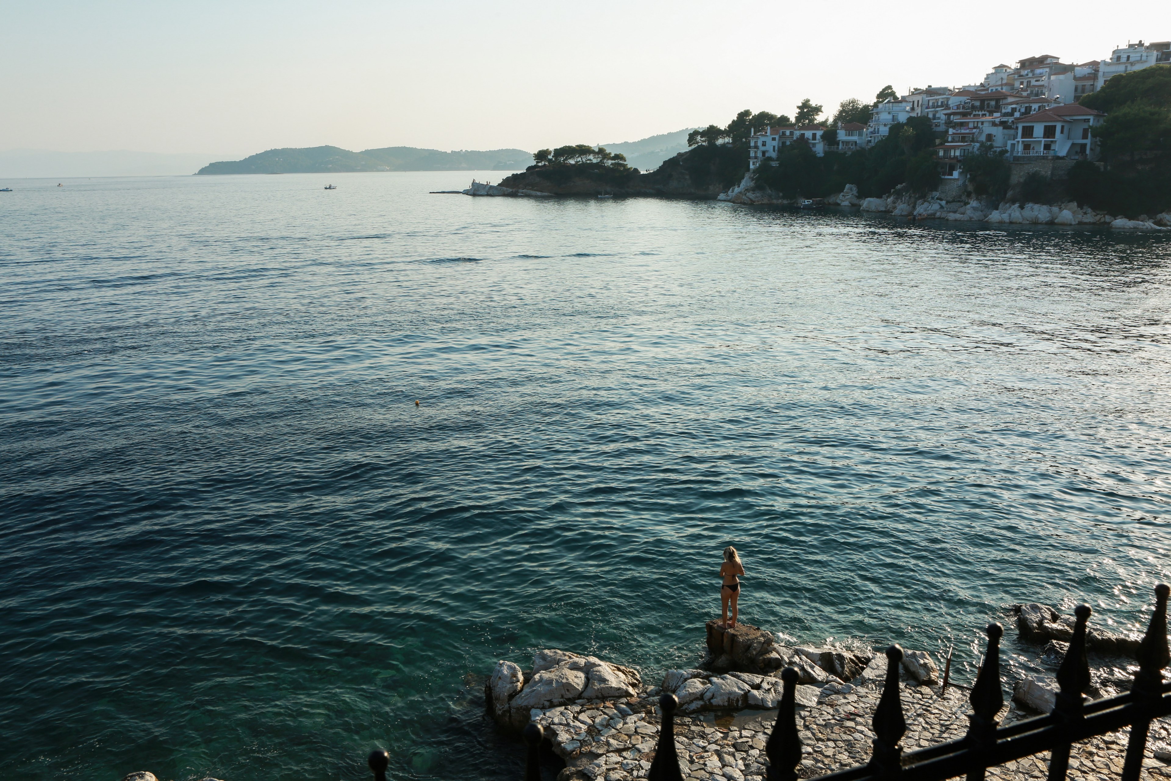 skiathos town greece 4k, HD Wallpaper