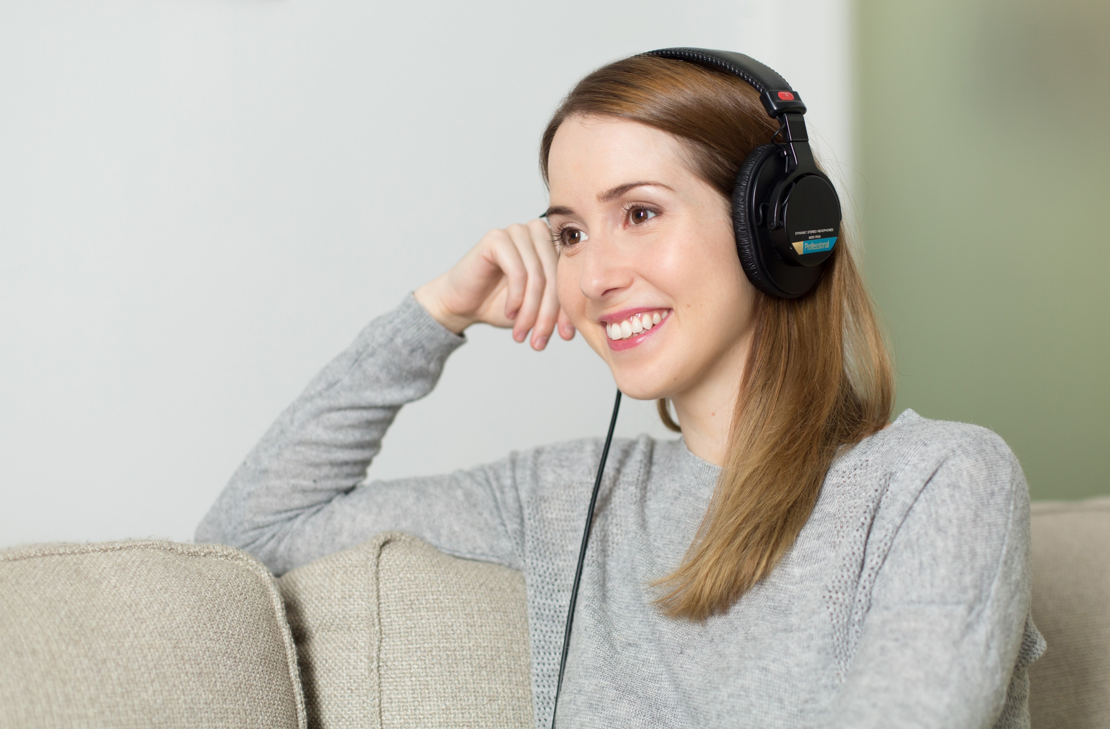woman girl headphones music listen to relaxes 4k, HD Wallpaper