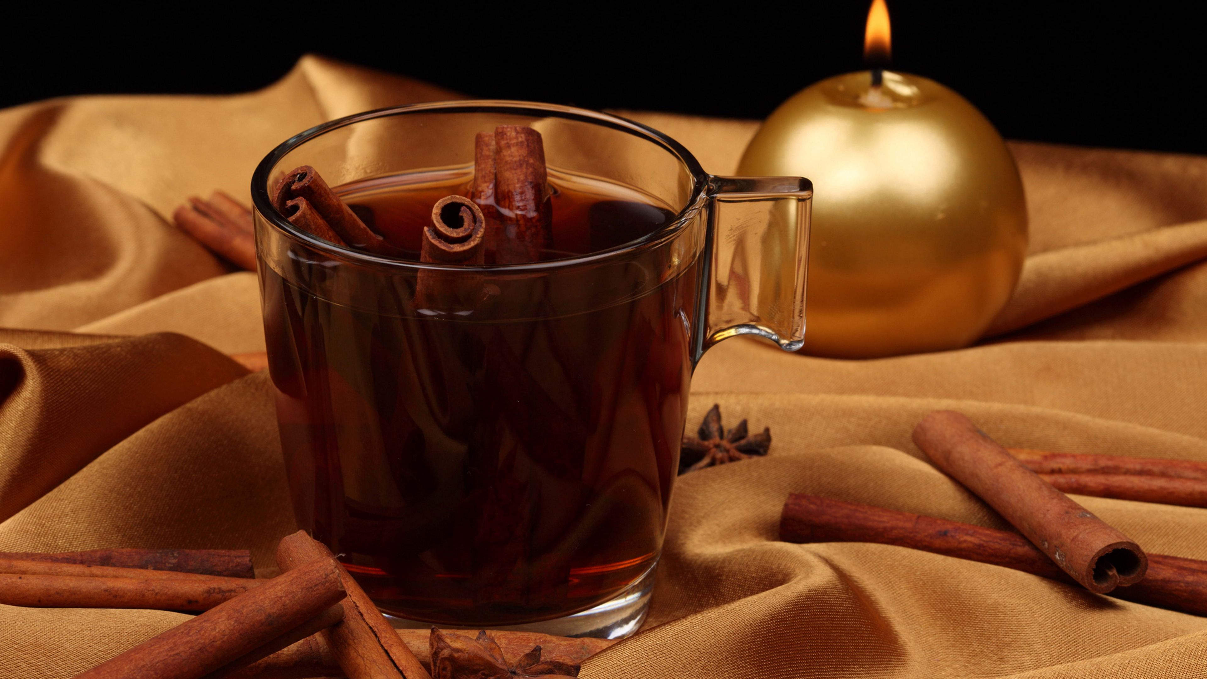 new year, tea, candle, 4k, HD Wallpaper