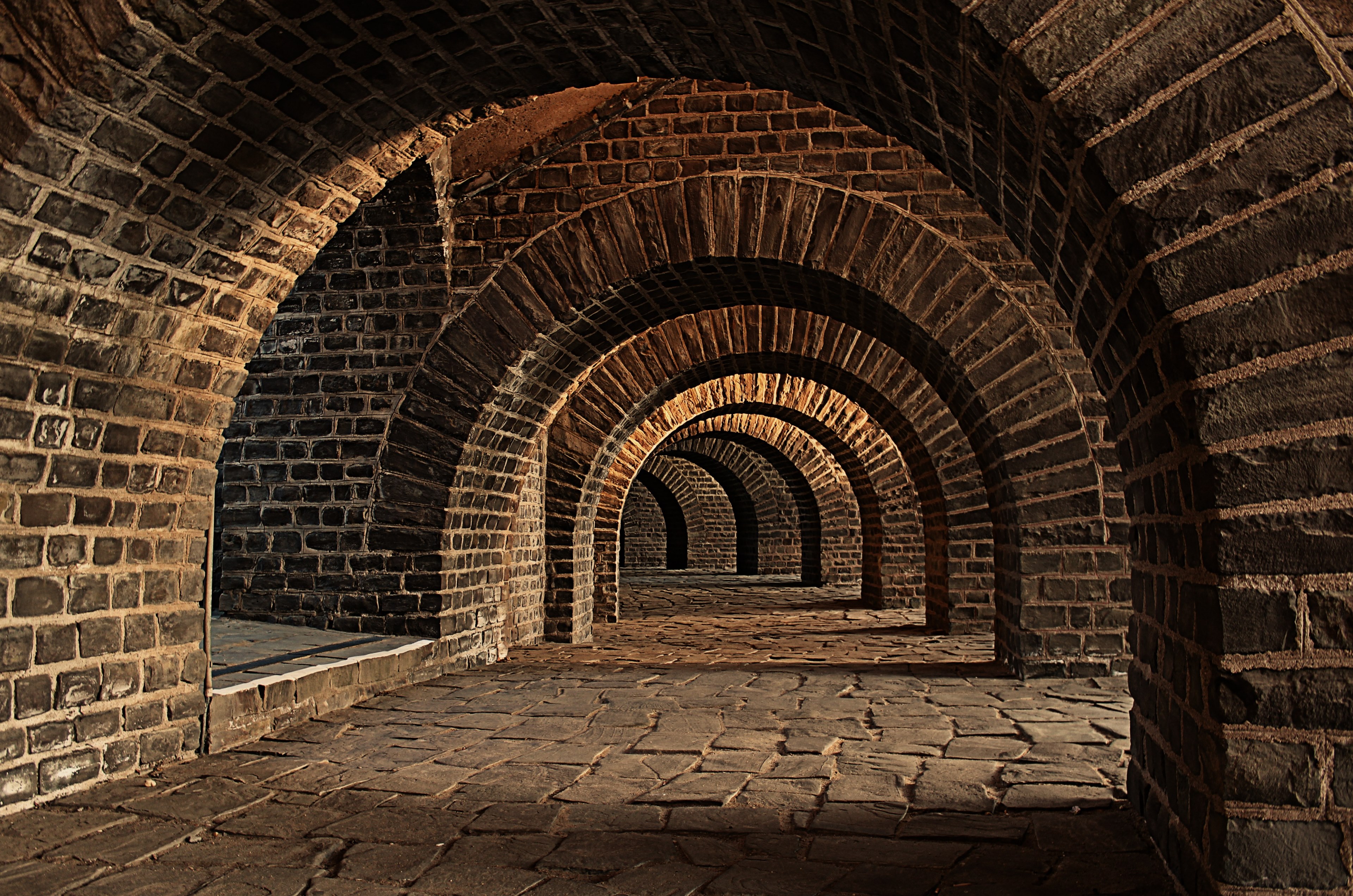 vaulted cellar tunnel arches keller cellar speed 4k, HD Wallpaper