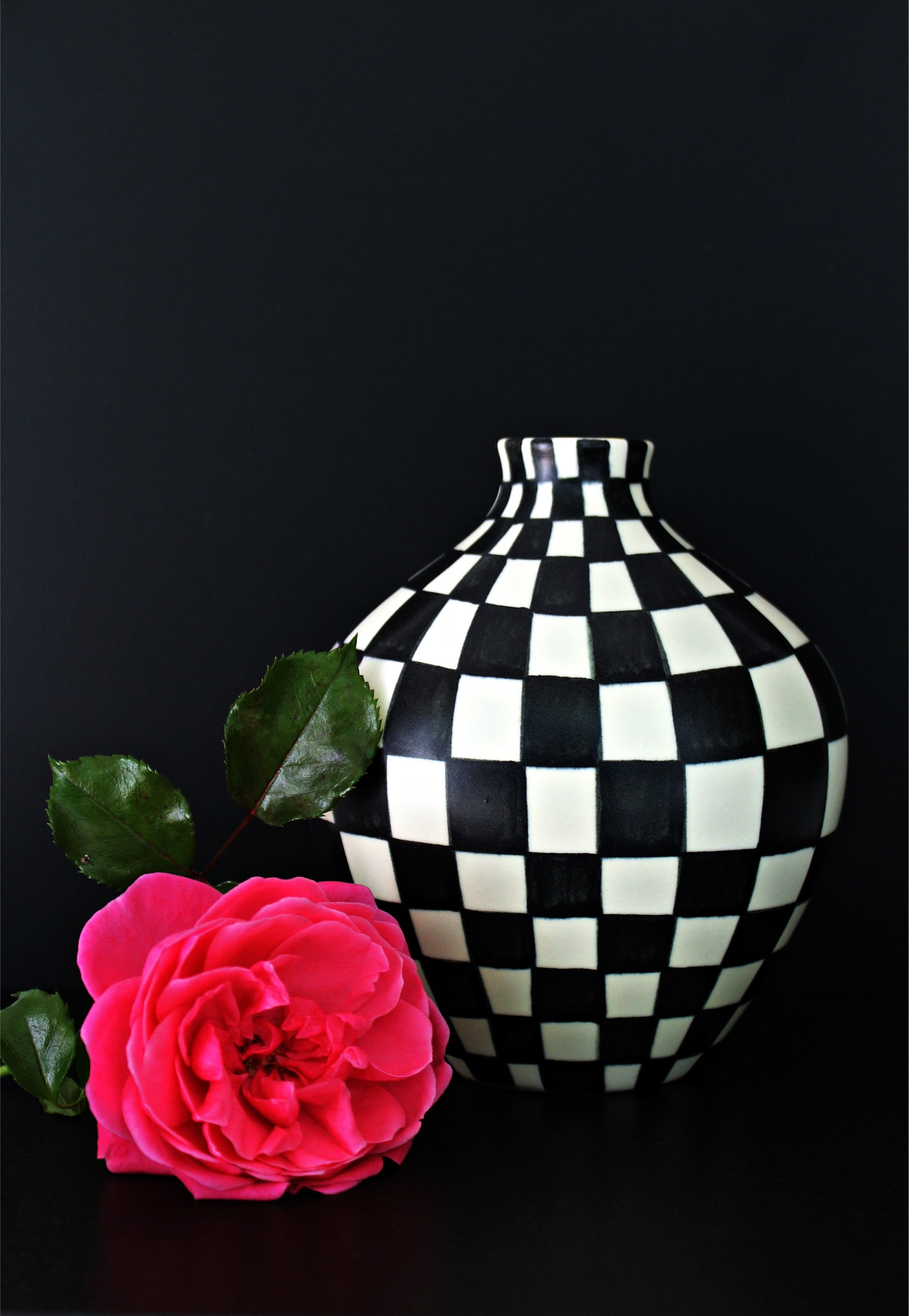 vase rose design still life art painting 4k, Phone HD Wallpaper