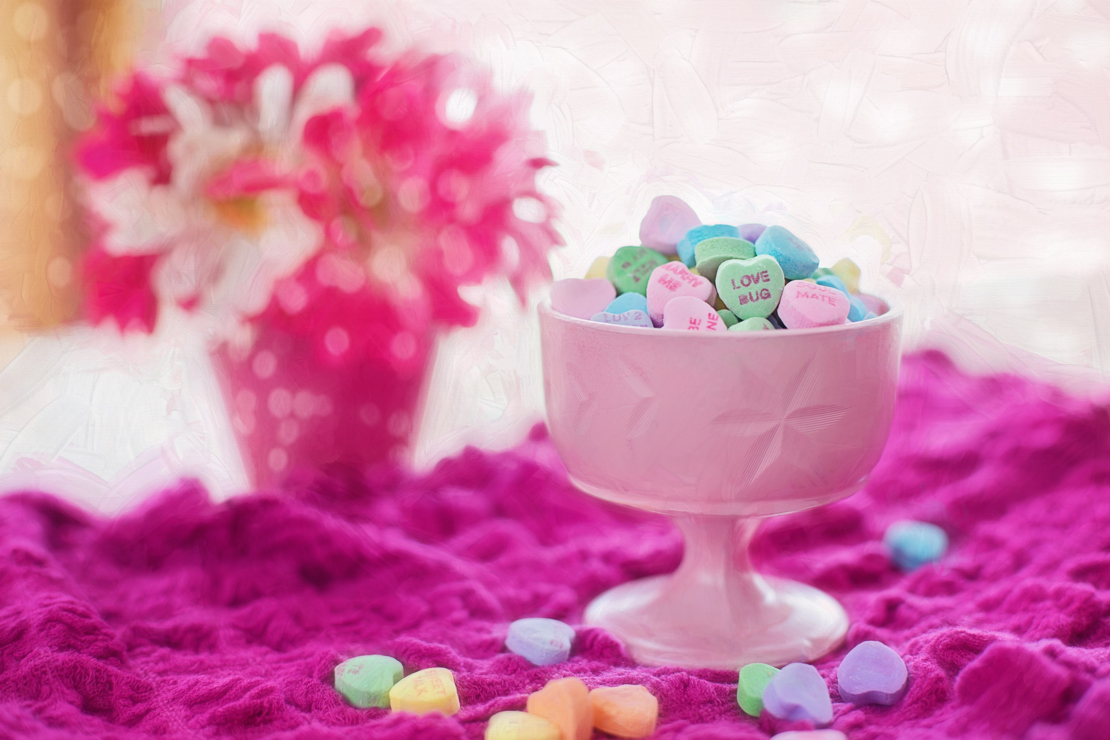 valentine candy hearts conversation sweet holiday 4k, HD Wallpaper