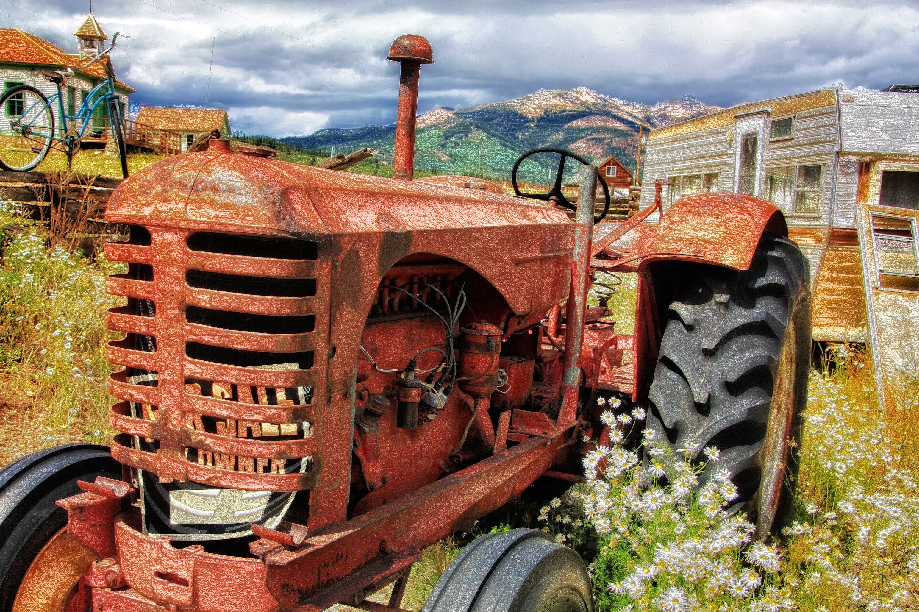 tractor old antique abandoned agriculture machine 4k, HD Wallpaper