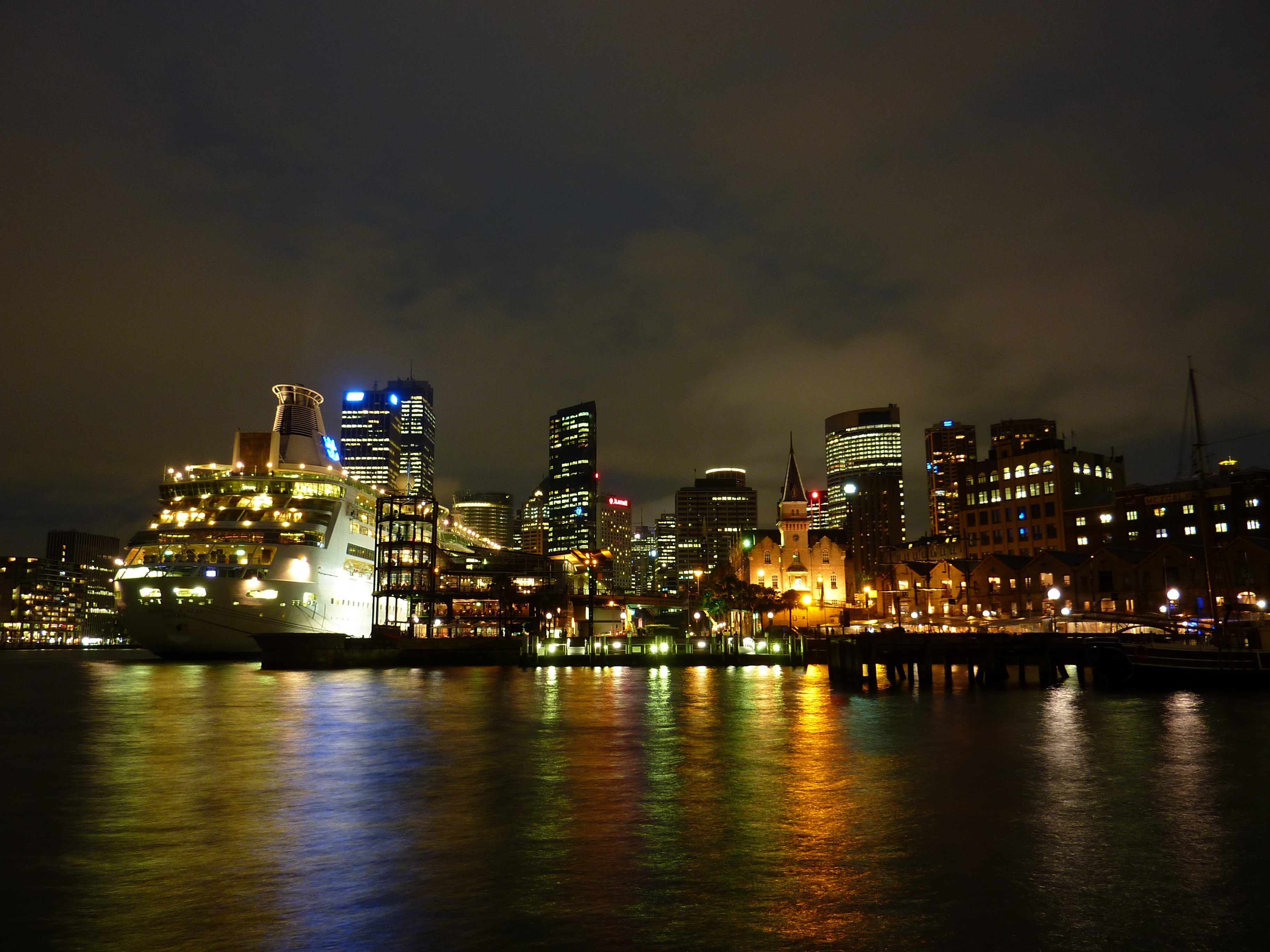 sydney port australia night city skyscraper 4k, HD Wallpaper