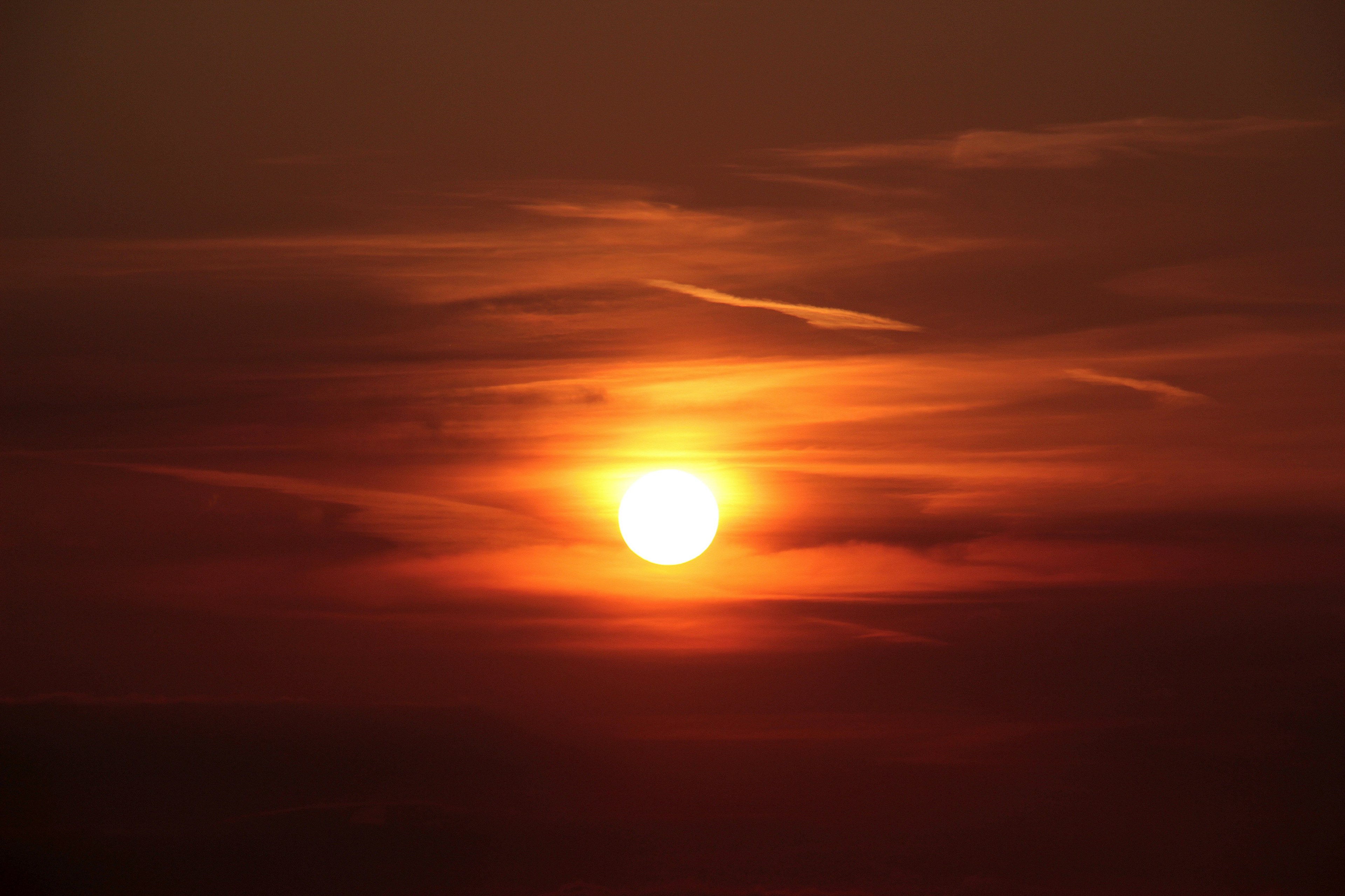 sunset sun abendstimmung setting sun afterglow sky 4k, HD Wallpaper