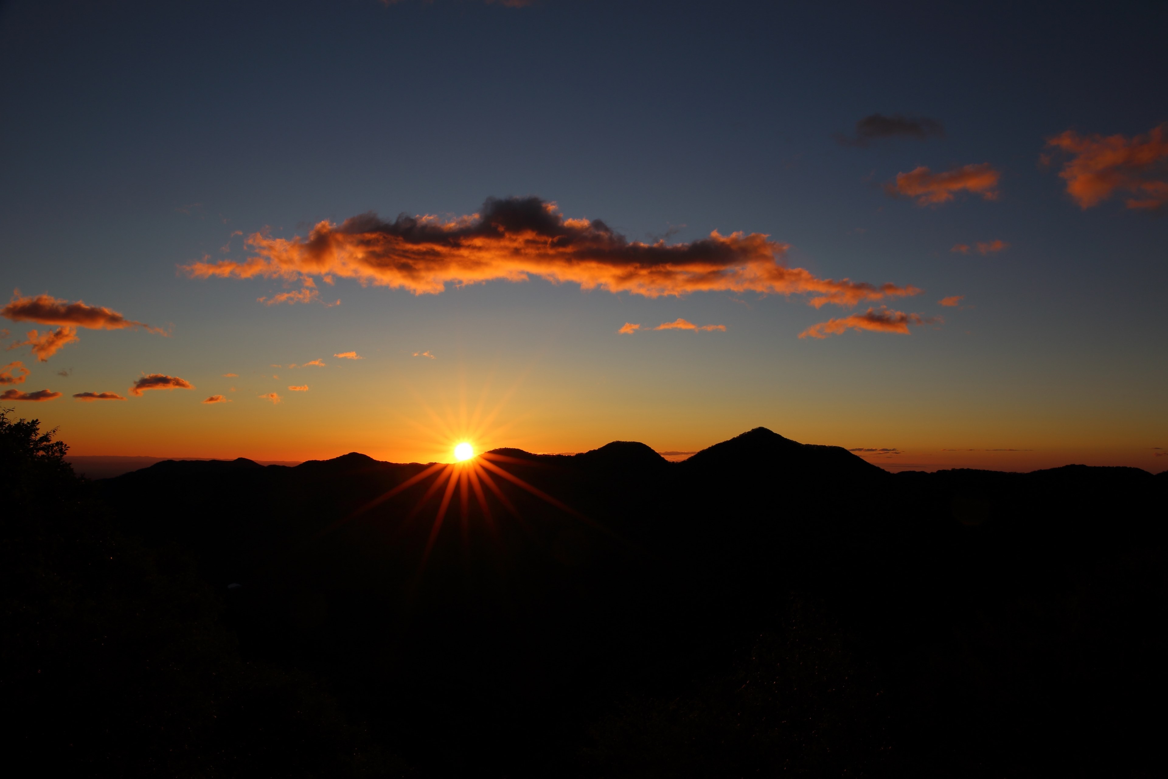 sunset sky hills silhouette sunrise dusk dawn 4k, HD Wallpaper