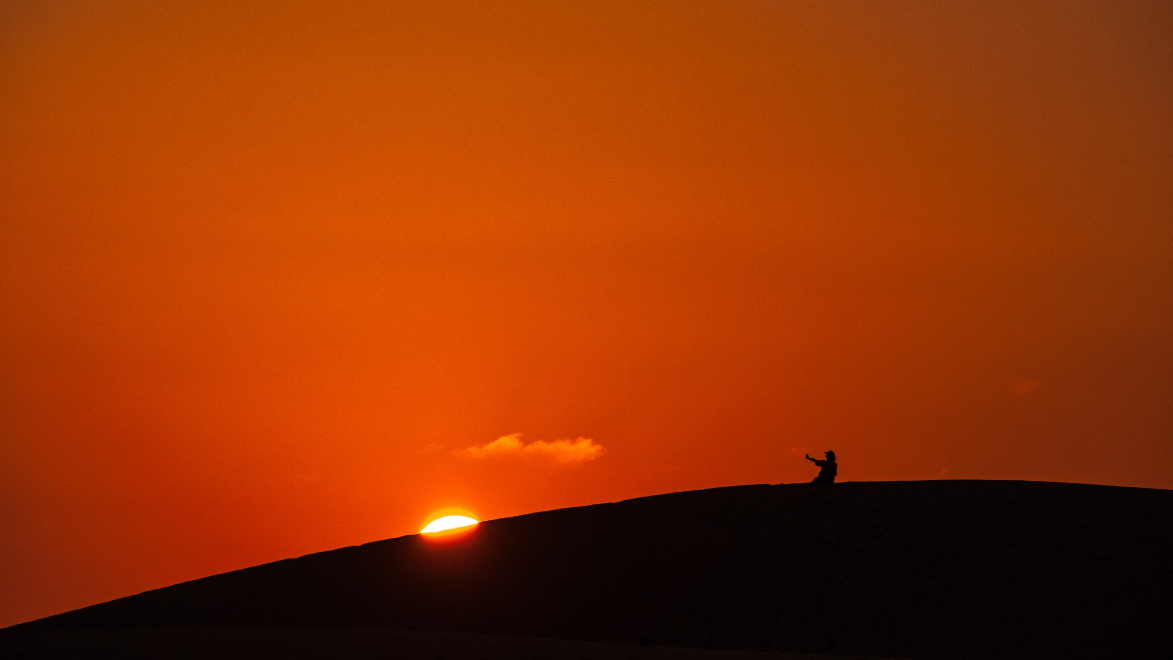 sunset twilight abendstimmung landscapes sun 4k, HD Wallpaper