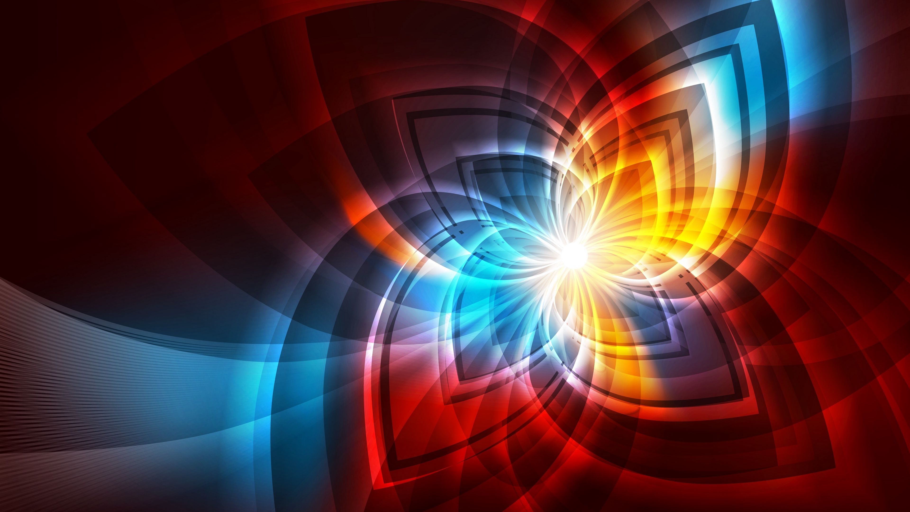 fractal patterns, fractals, glow, lines, 4k, HD Wallpaper