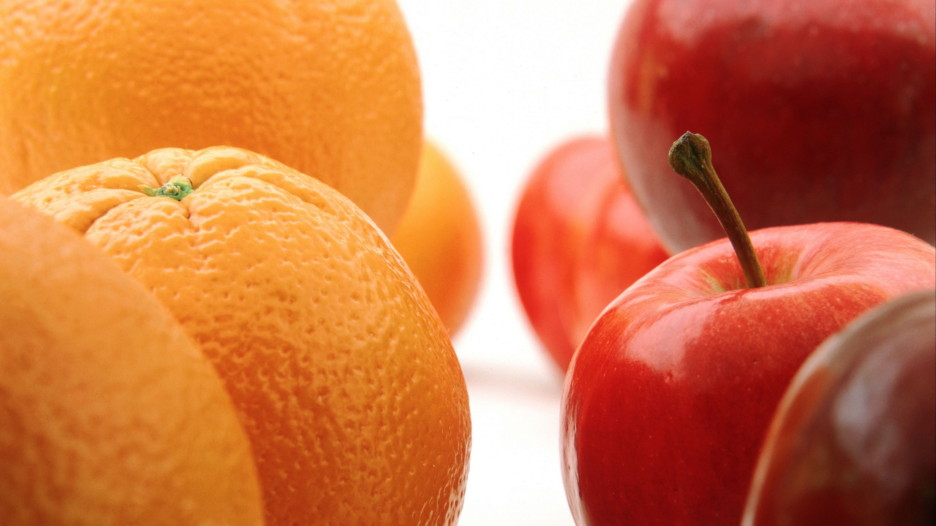 oranges, macro, apples, 4k, HD Wallpaper