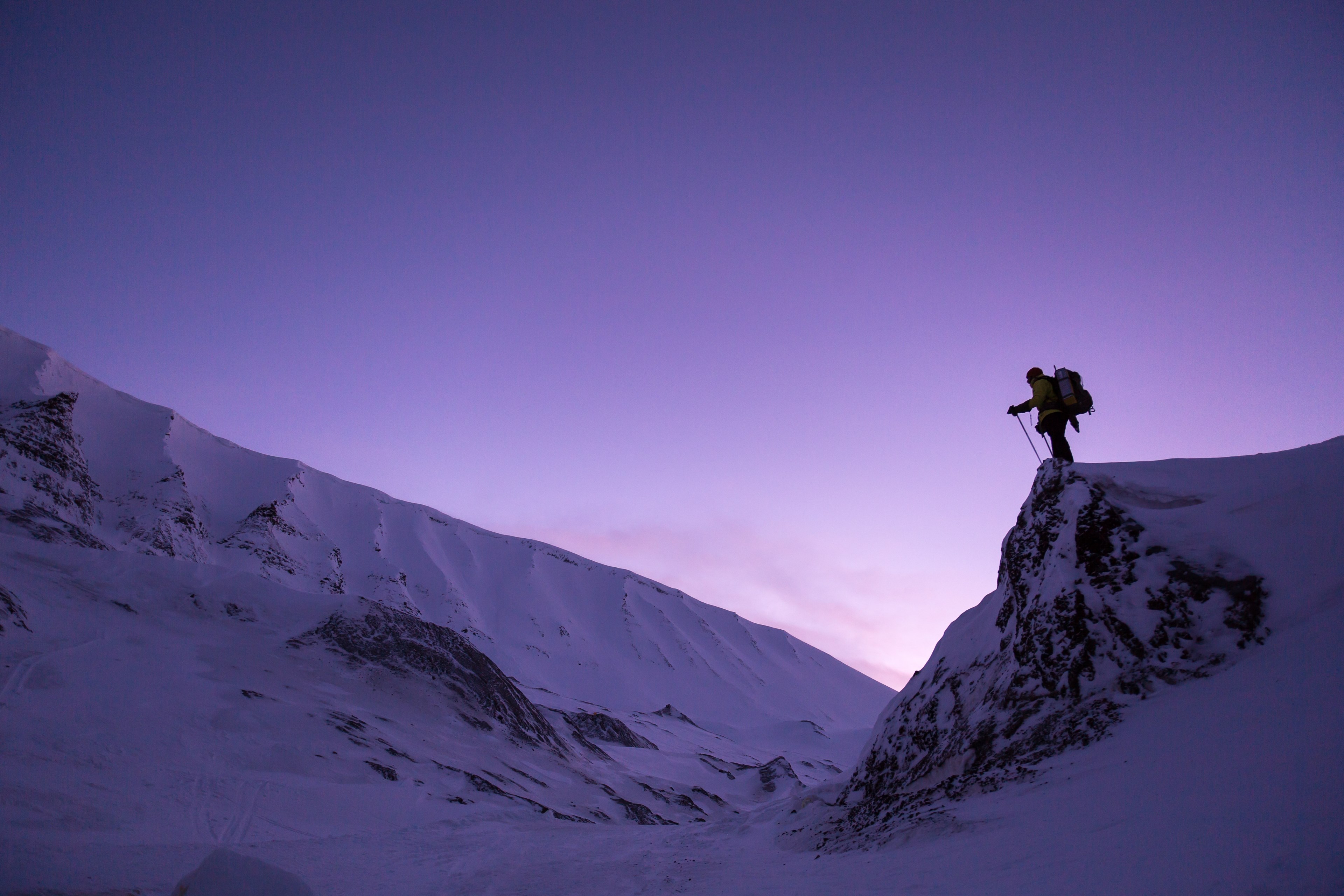 snow sunset hiking cold winter landscape winter 4k, HD Wallpaper