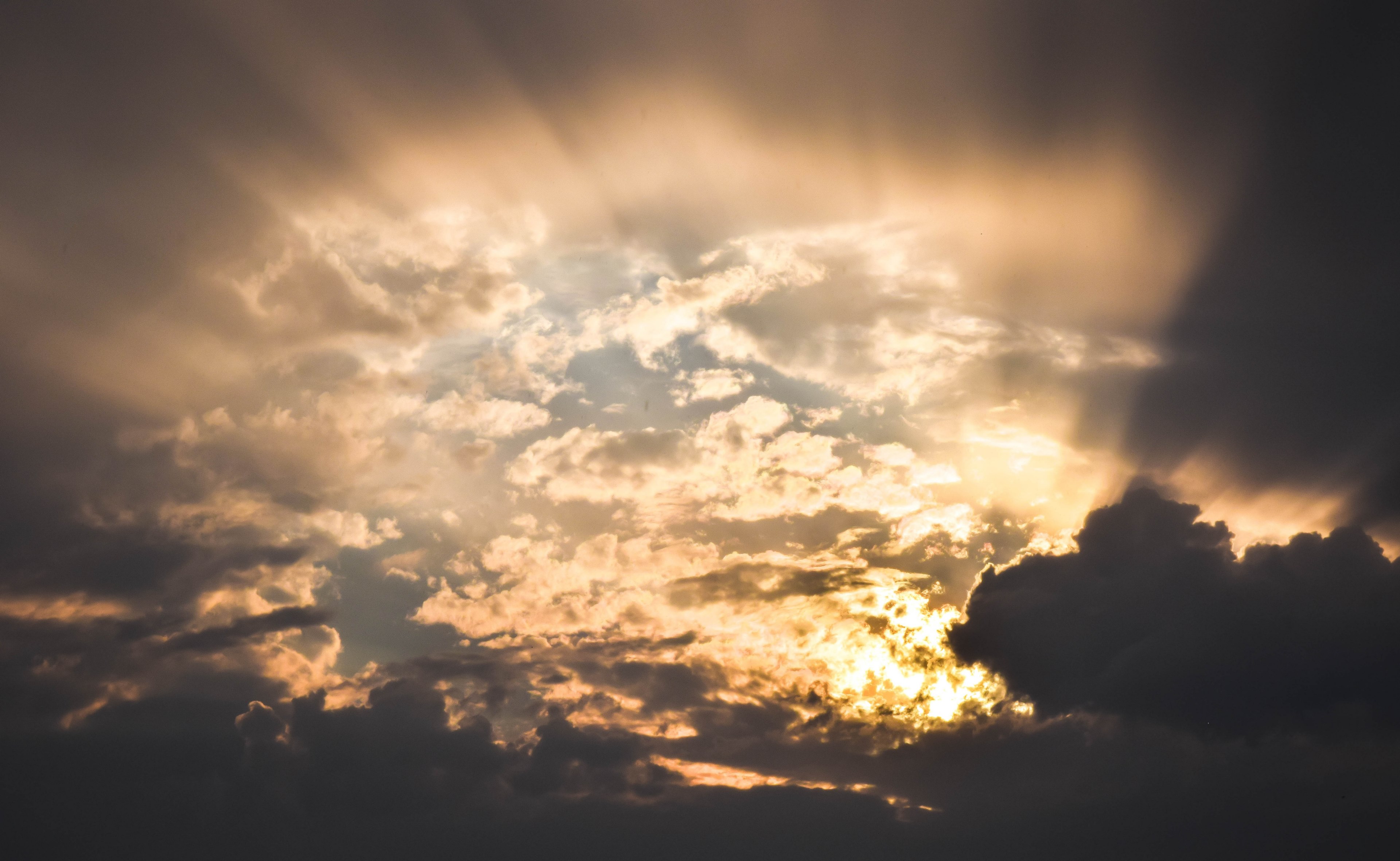 sky clouds rays sun hope sunbeam revelation 4k, HD Wallpaper