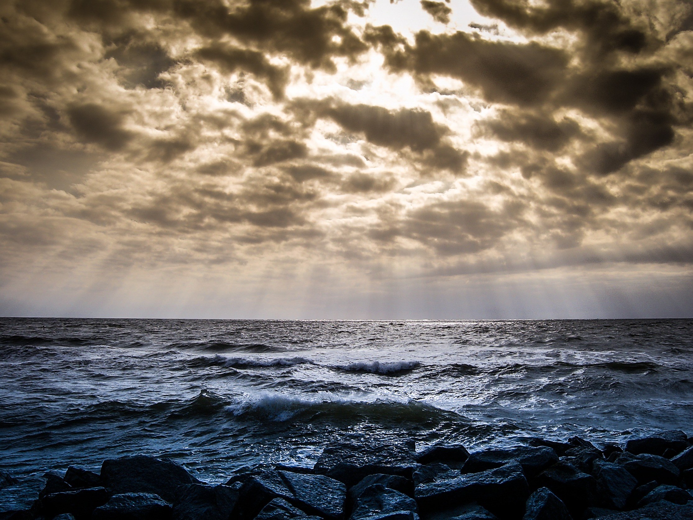 sky clouds landscapes blue nature view sea ocean 4k, HD Wallpaper
