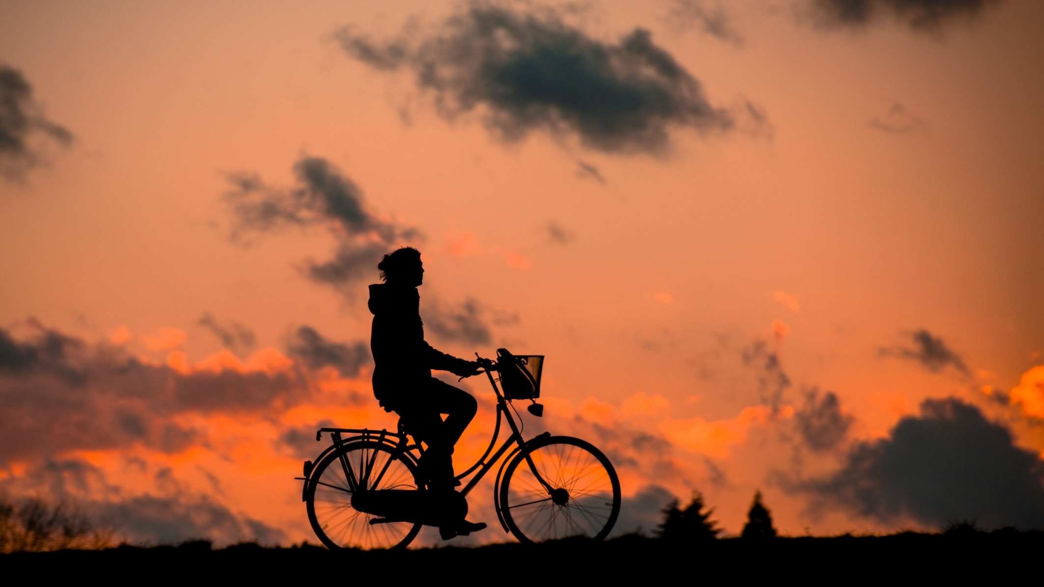 silhouette fitness bless you bike woman sporty 4k, HD Wallpaper