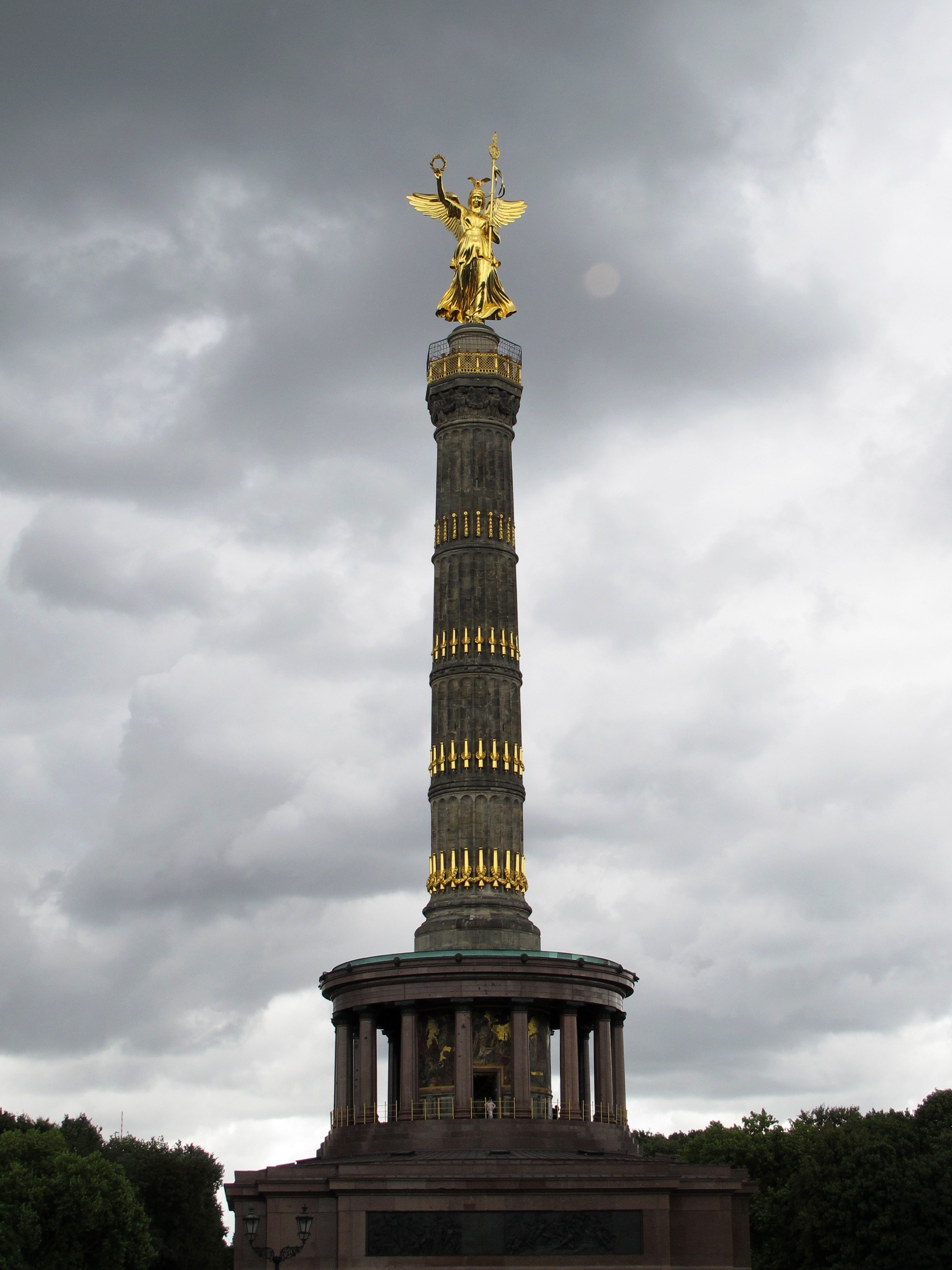 siegessäule berlin landmark sky gold 4k, Phone HD Wallpaper