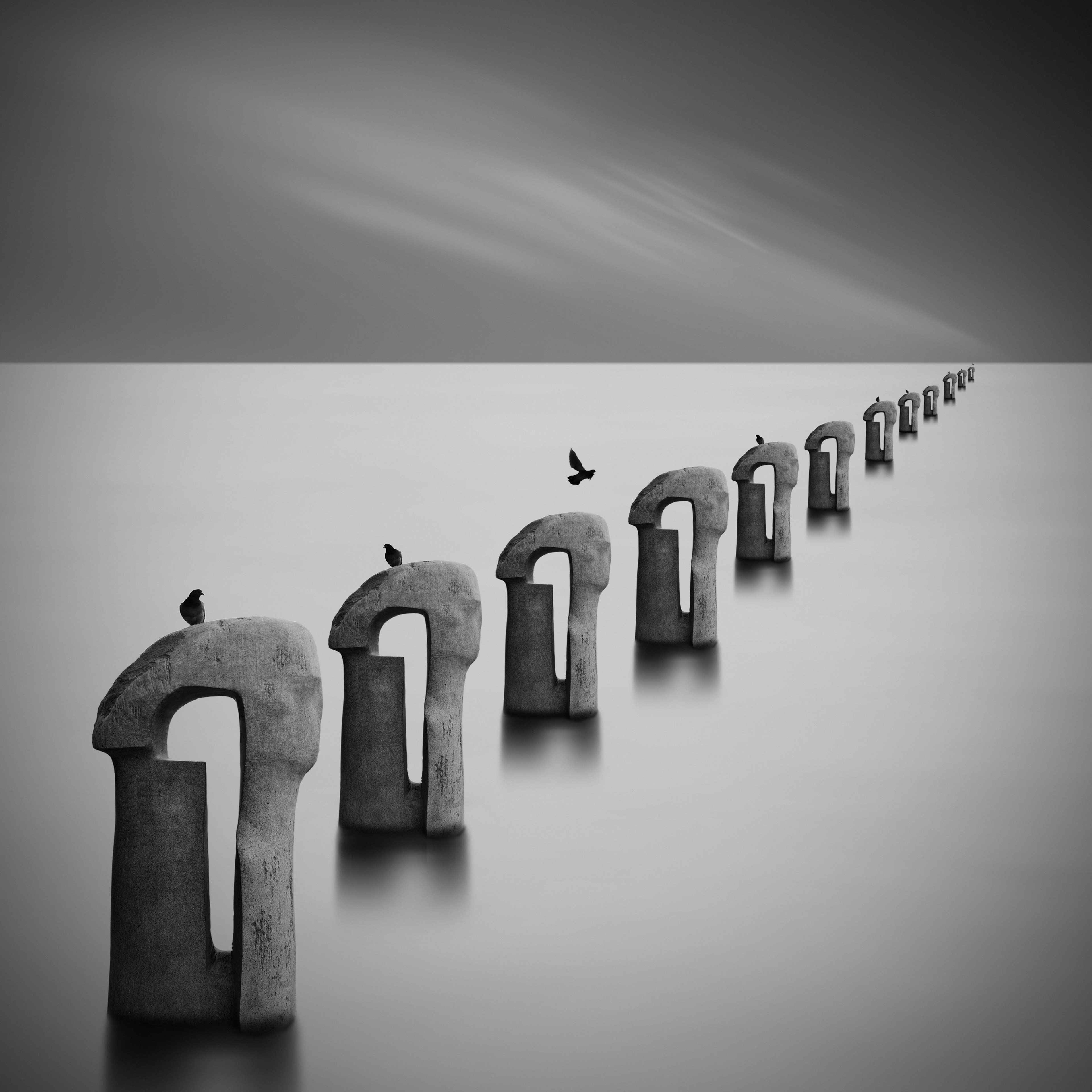 sea of fog fog ocean sea pier abstract 4k, Phone HD Wallpaper