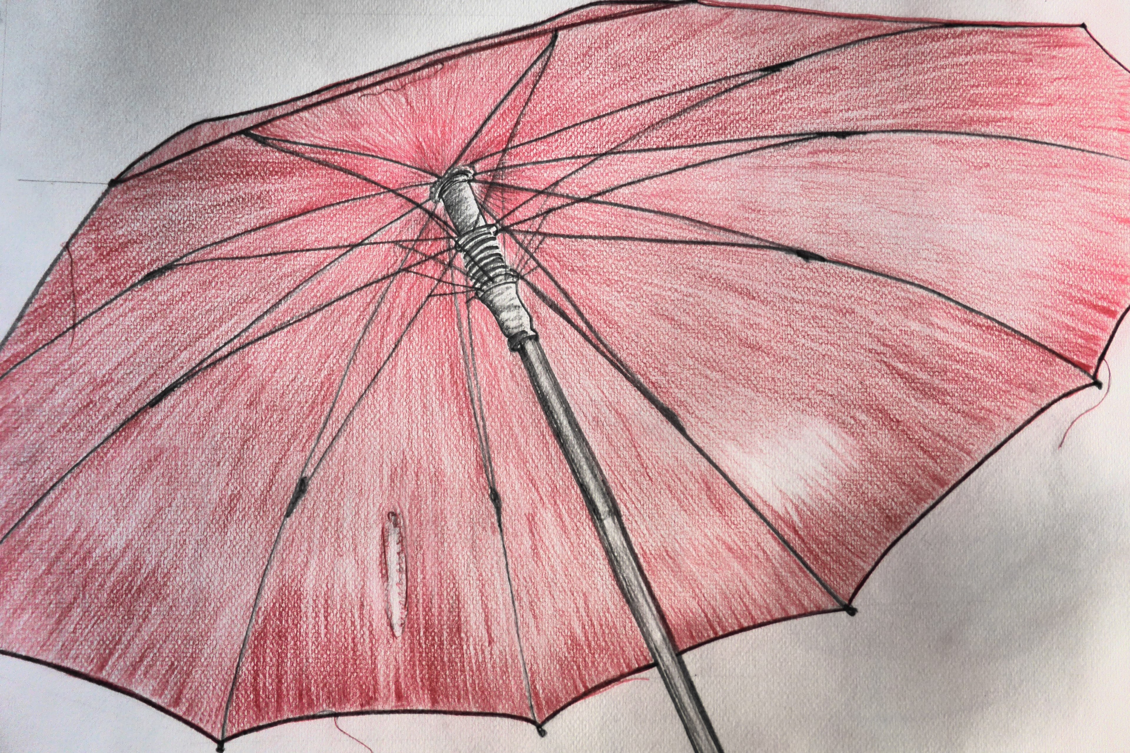 screen umbrella red drawing image stretched 4k, HD Wallpaper