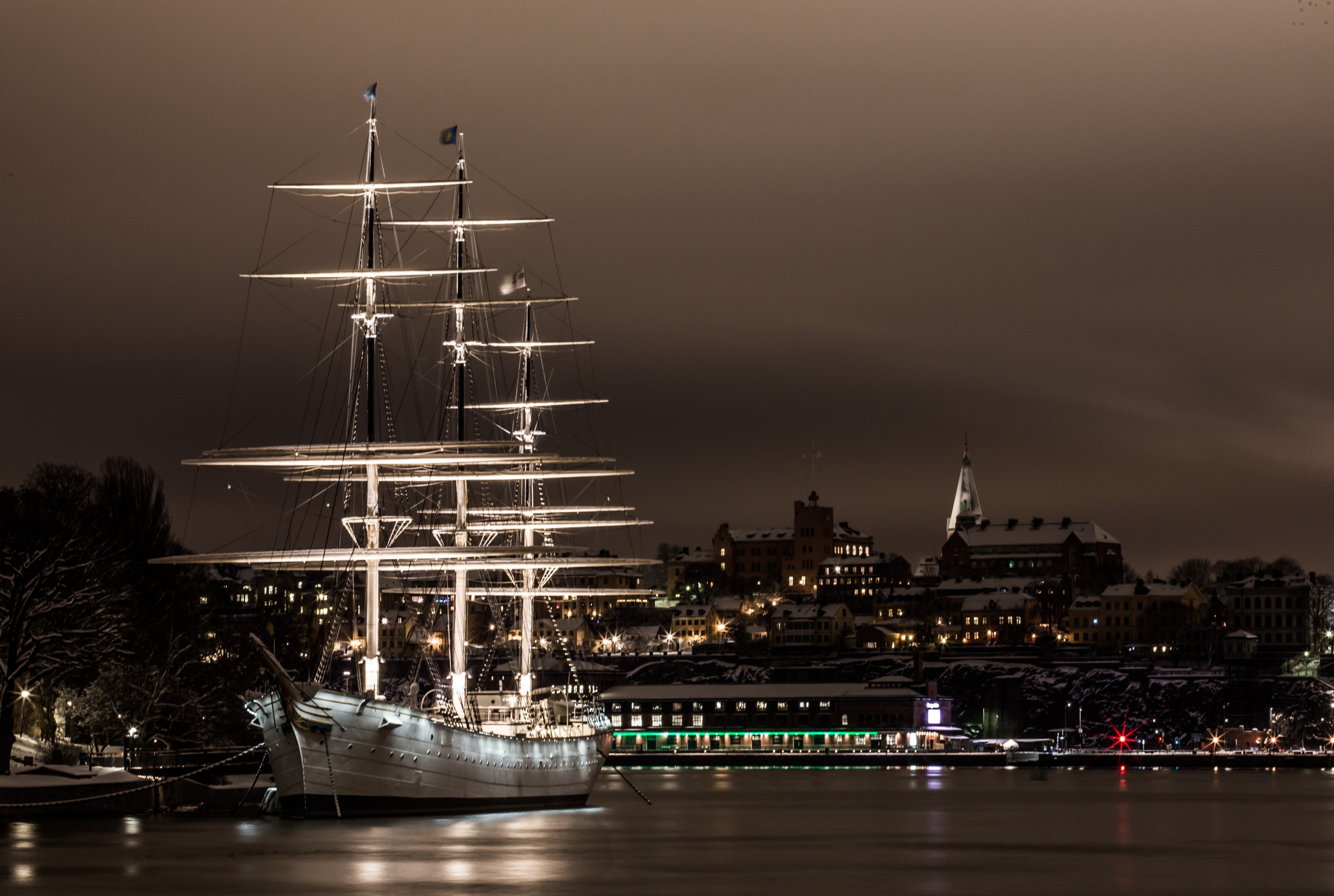 sailboat water stockholm ship sweden hostels 4k, HD Wallpaper