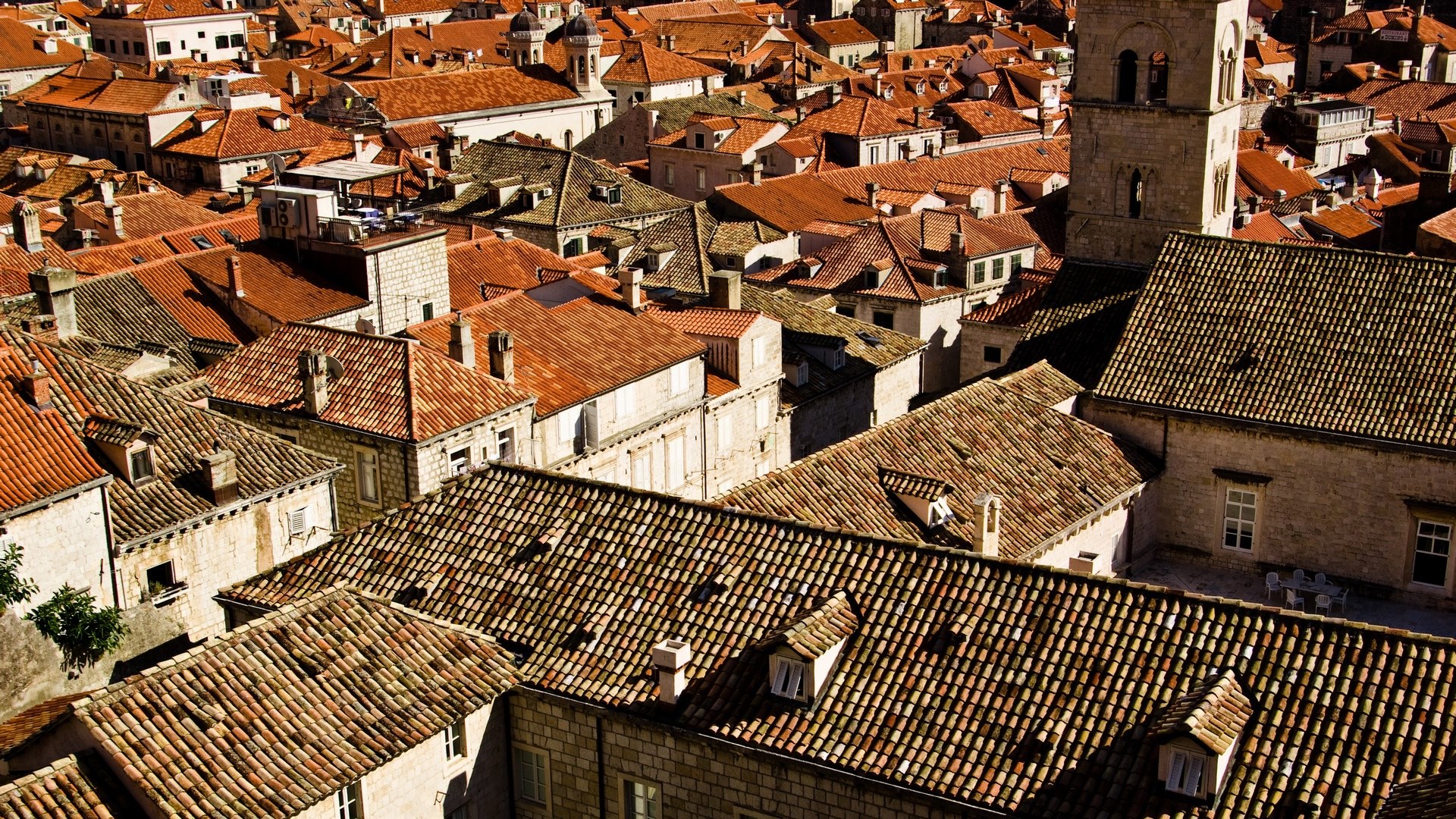 roofs orange roofs brown roofs dubrovnik croatia 4k, HD Wallpaper