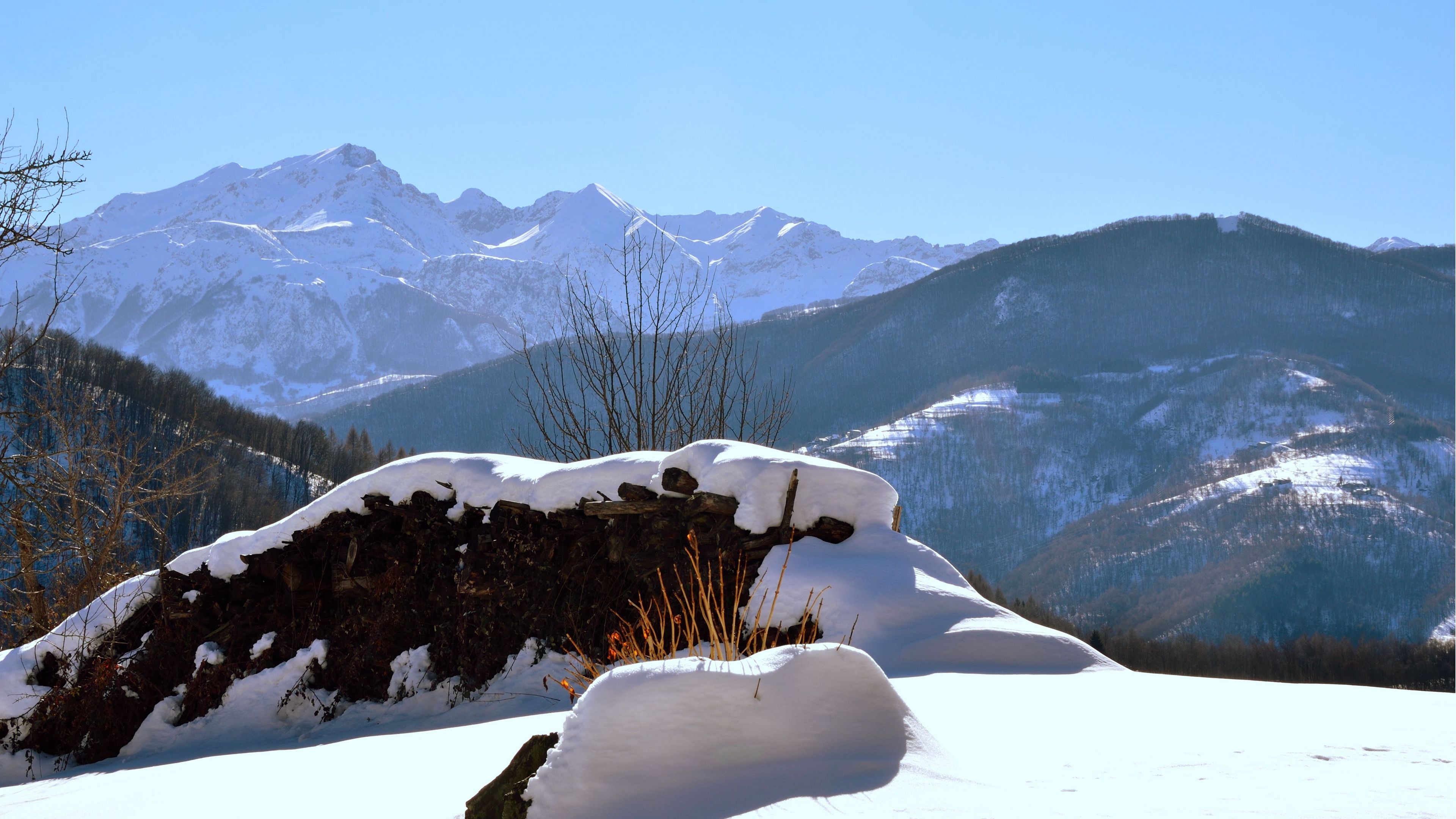 piedmont, italy, snow, snowdrifts, winter, look, mountains, clearly, 4k, HD Wallpaper