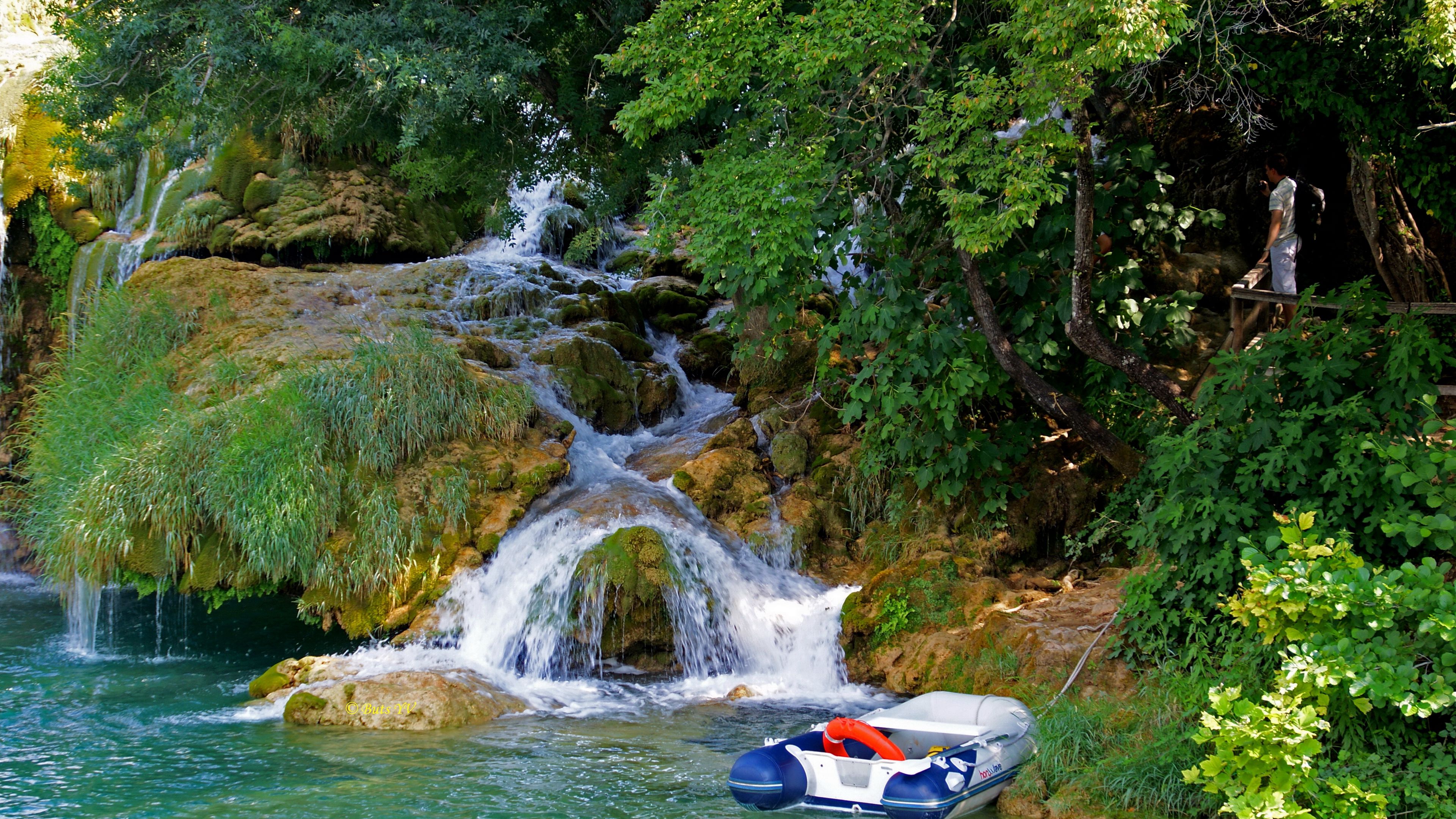 croatia, boat, falls, buoy, tourists, clearly, 4k, HD Wallpaper