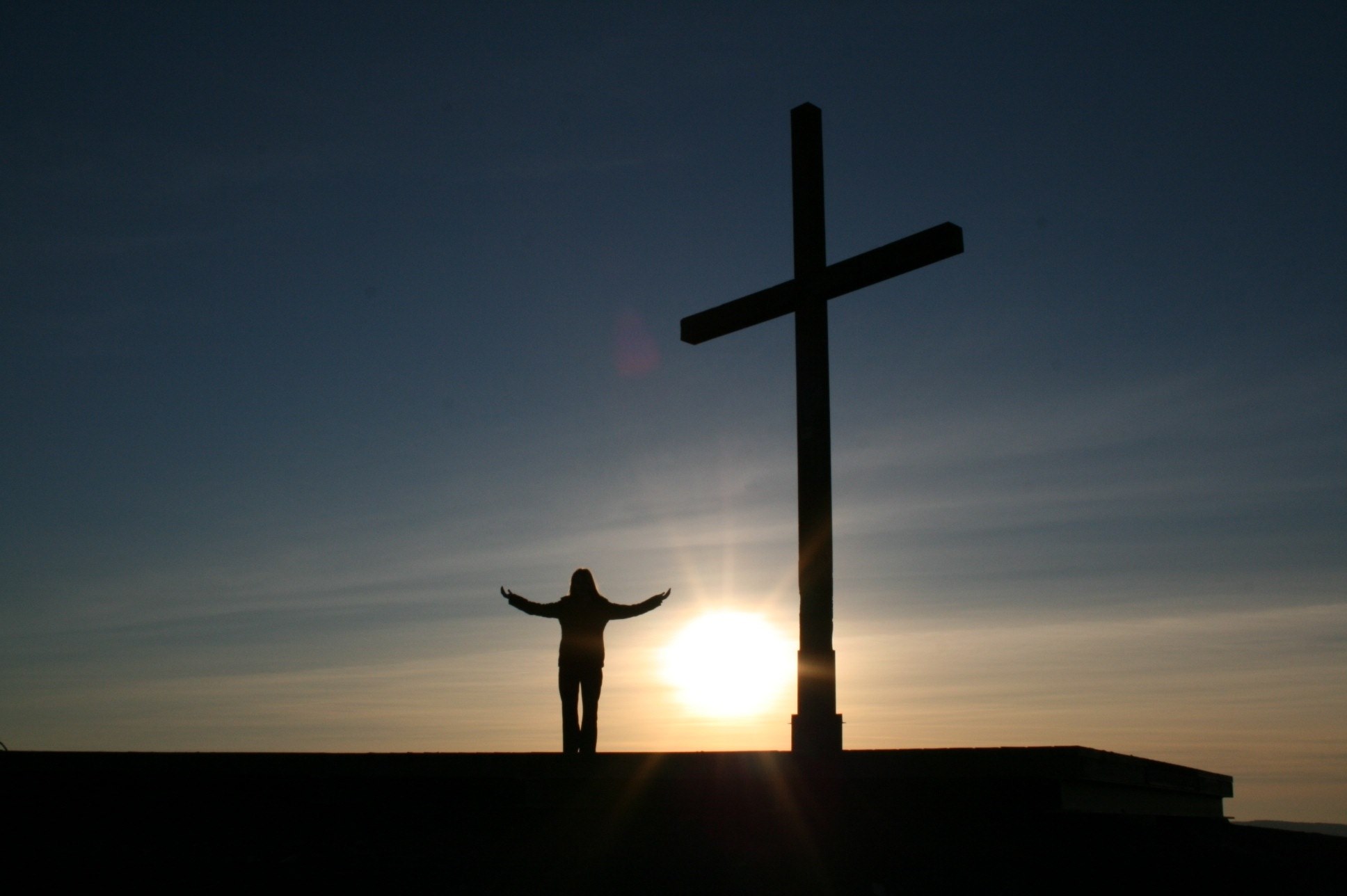 person clinic cross religion sunset human god 4k, HD Wallpaper
