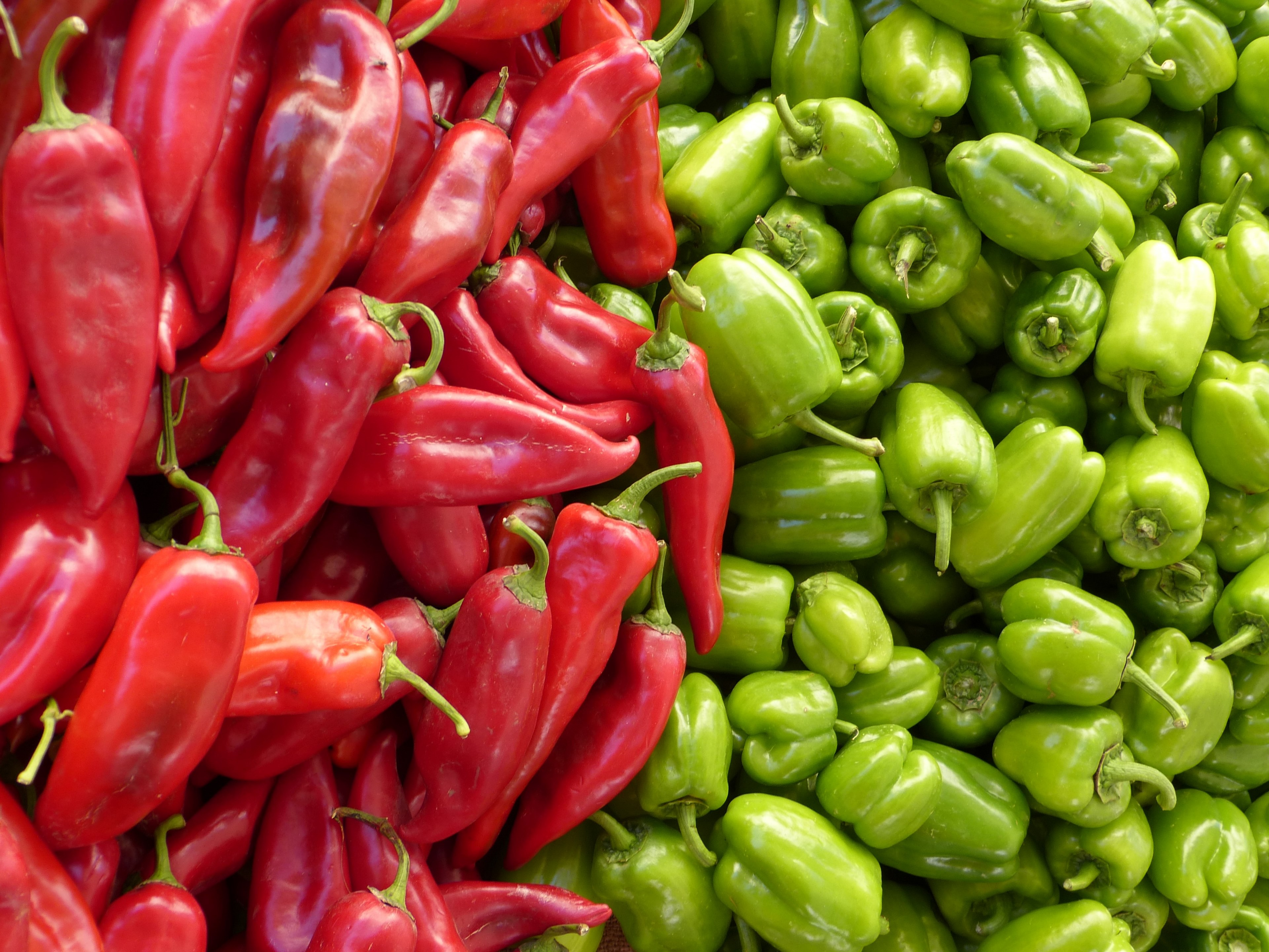 paprika green red vegetables red pepper 4k, HD Wallpaper