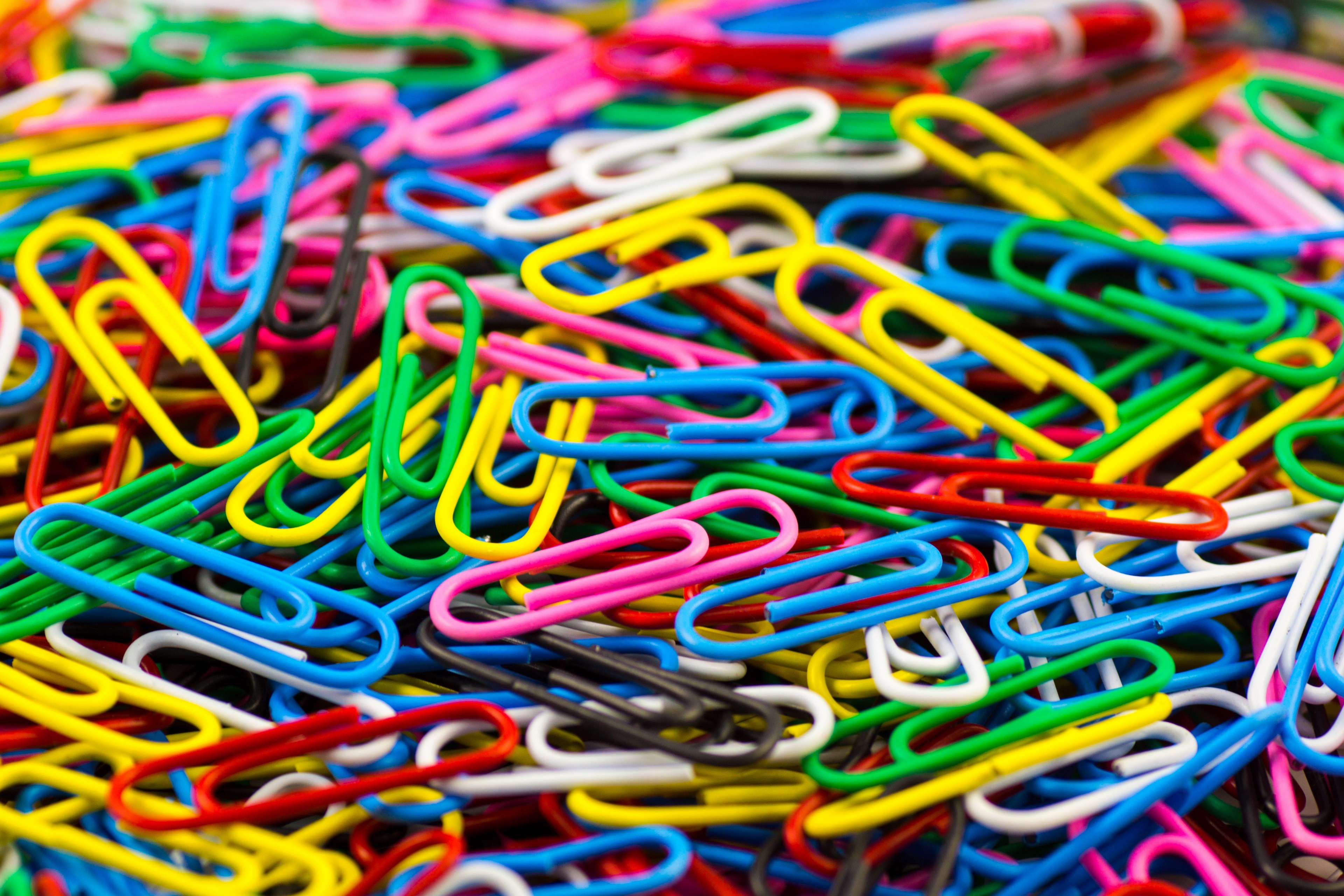 paperclip clip office office accessories color 4k, HD Wallpaper