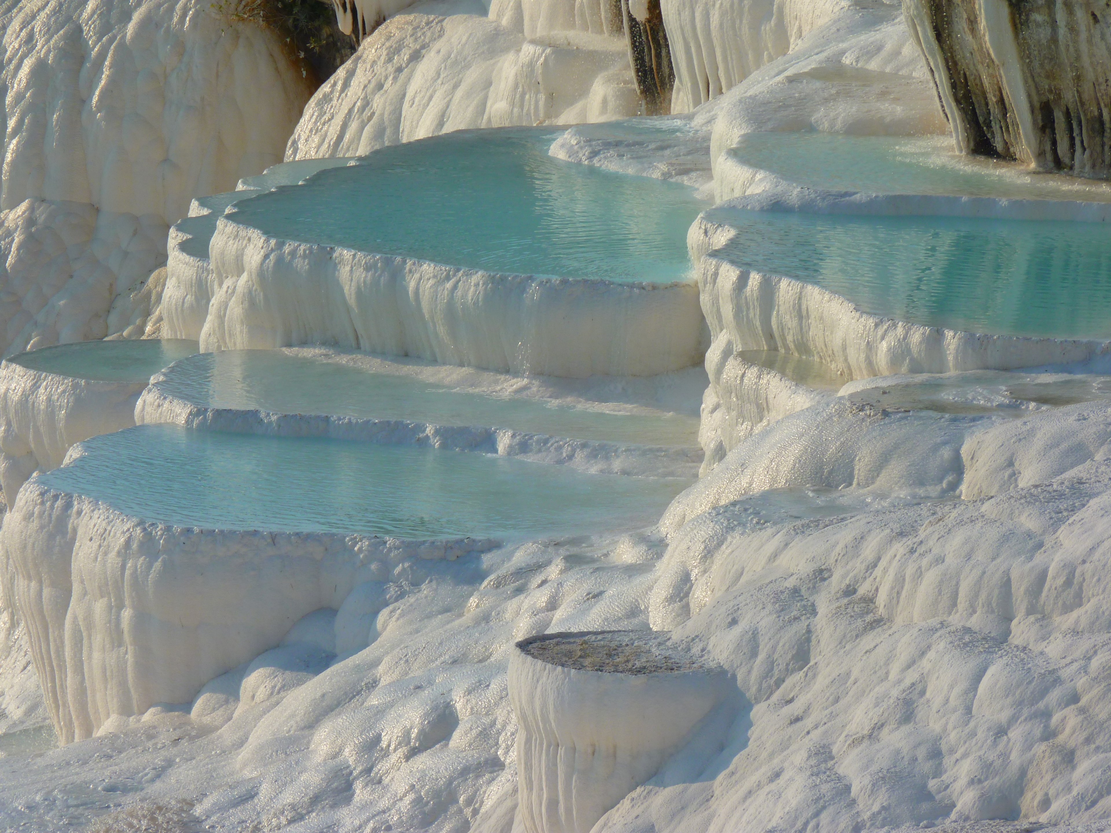pamukkale lime sinter terrace calcium unesco 4k, HD Wallpaper