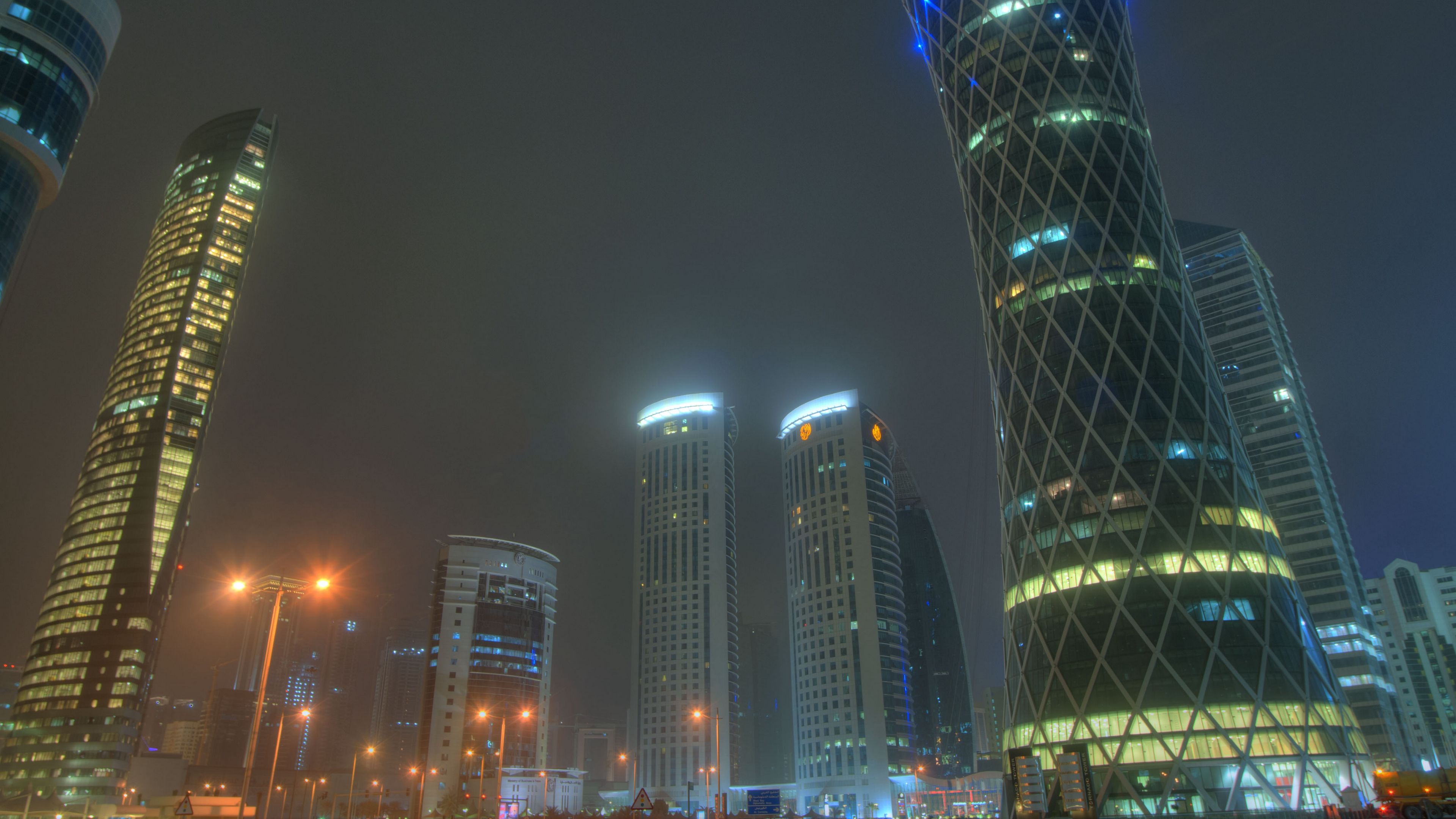 doha, qatar, uae, skyscrapers, 4k, HD Wallpaper