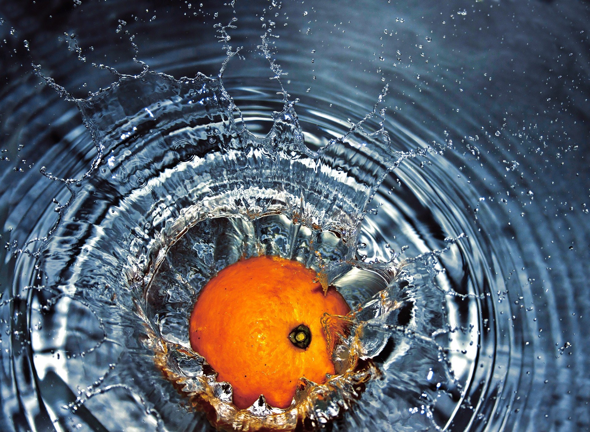 orange falling water splash fresh fruit 4k, HD Wallpaper