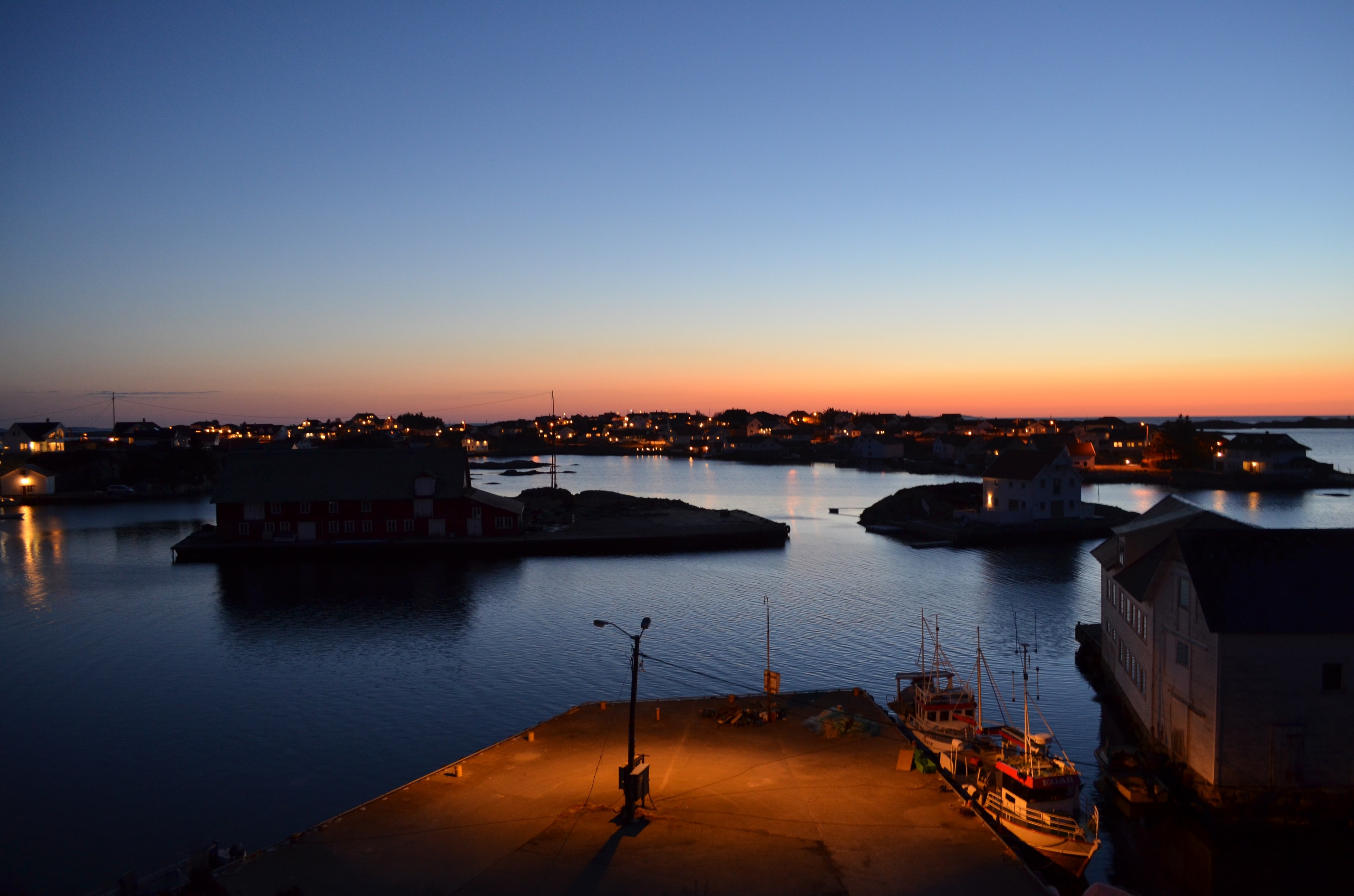 night light sea boats island islets norway 4k, HD Wallpaper