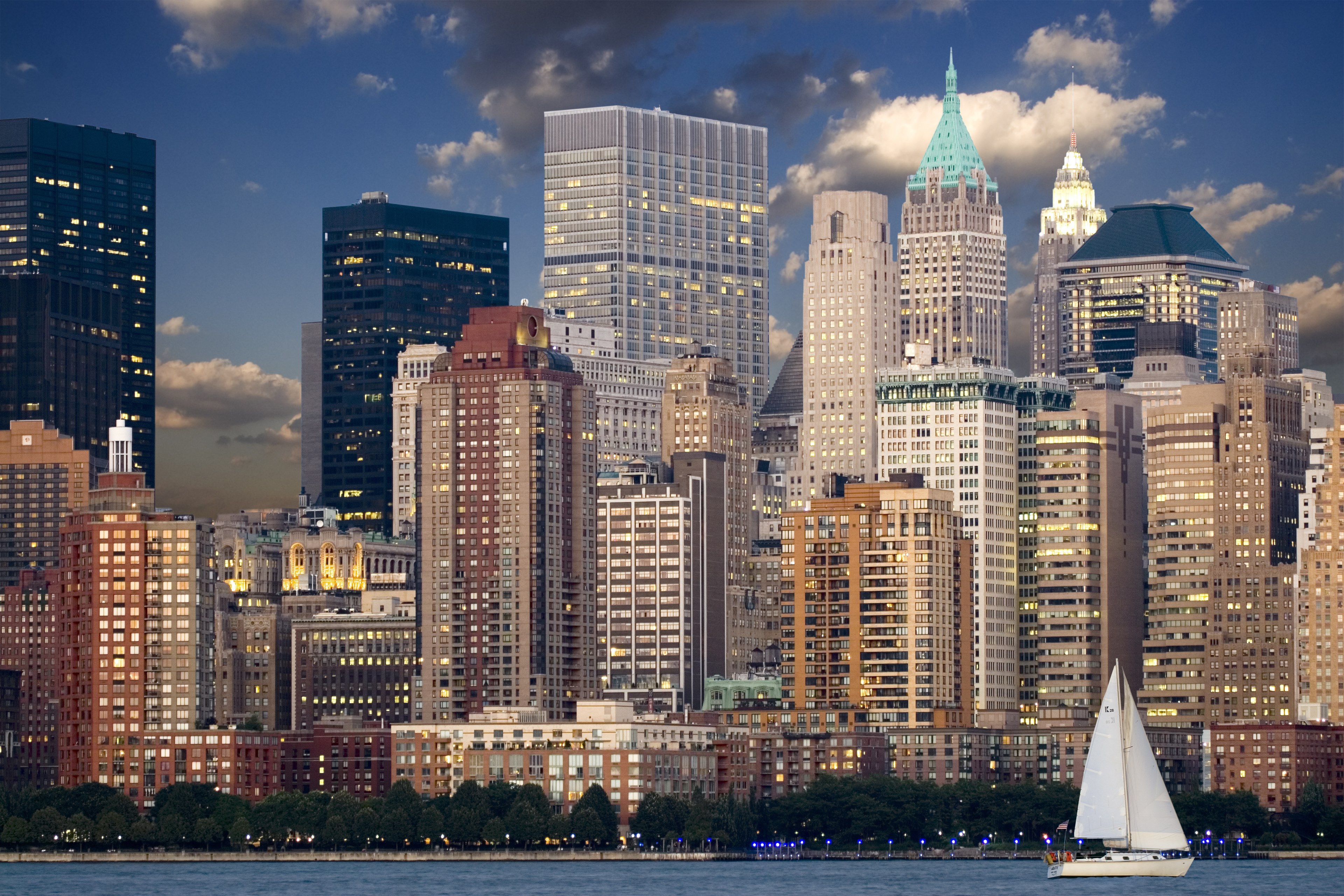new york skyline manhattan hudson skyscraper urban 4k, HD Wallpaper