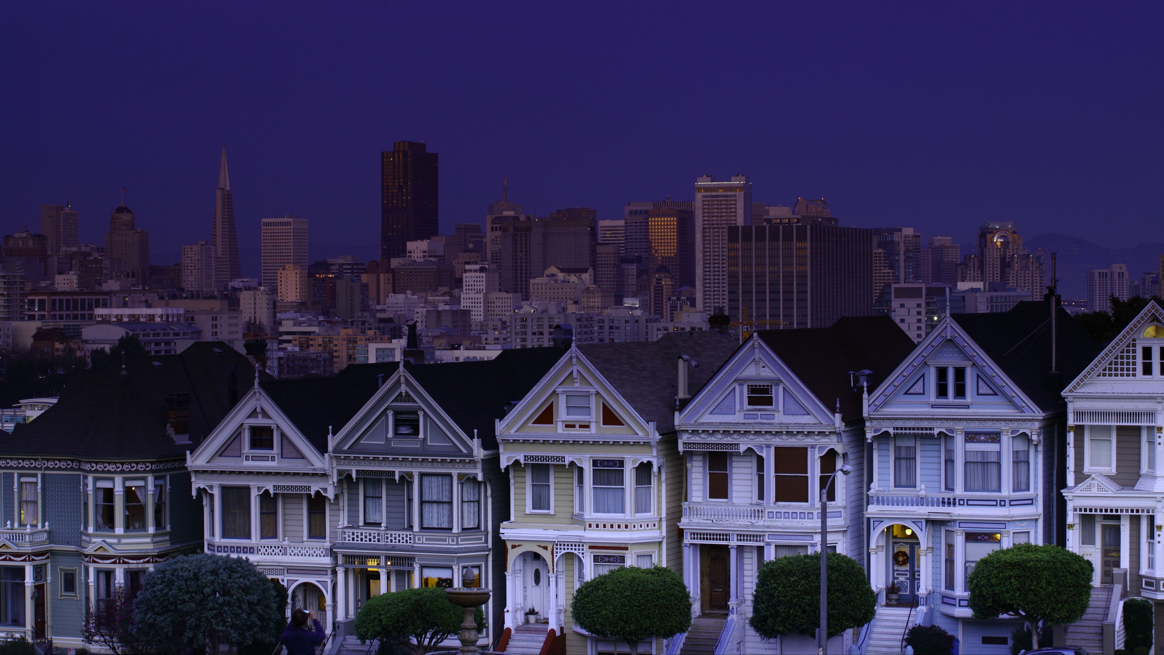 usa, san francisco, night, blue, sky, moon, 4k, HD Wallpaper
