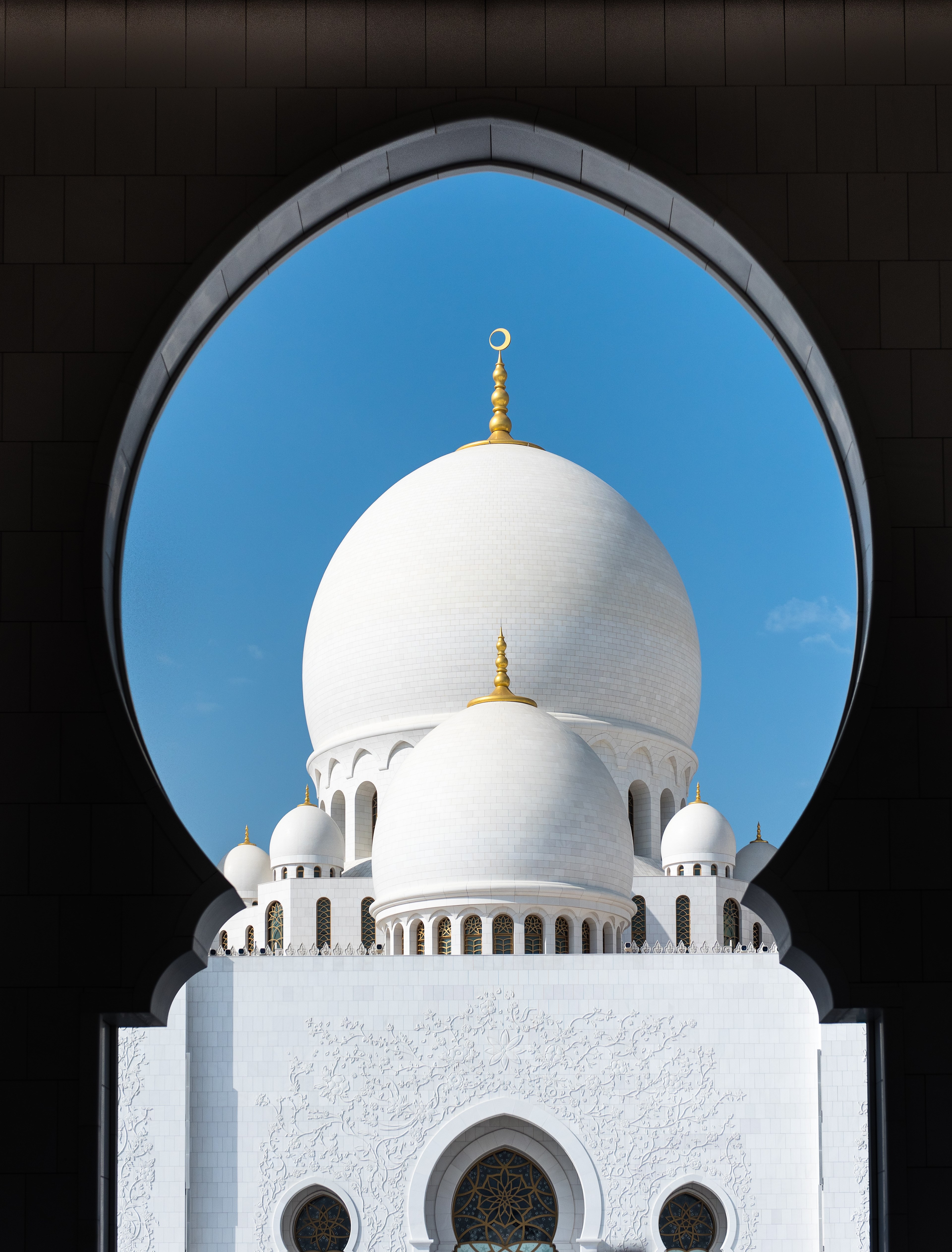 mosque abu dhabi travel white architecture orient 4k, Phone HD Wallpaper