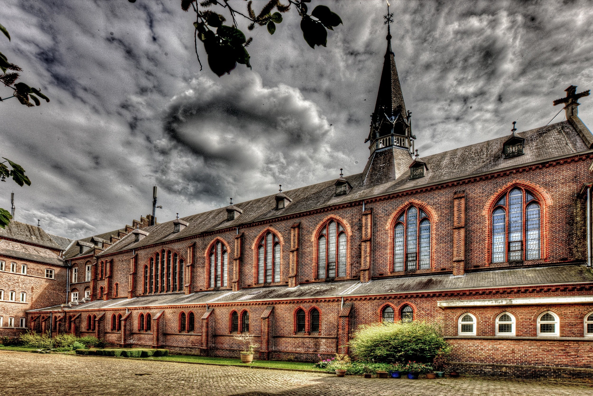 monastery building hdr expired old architecture 4k, HD Wallpaper