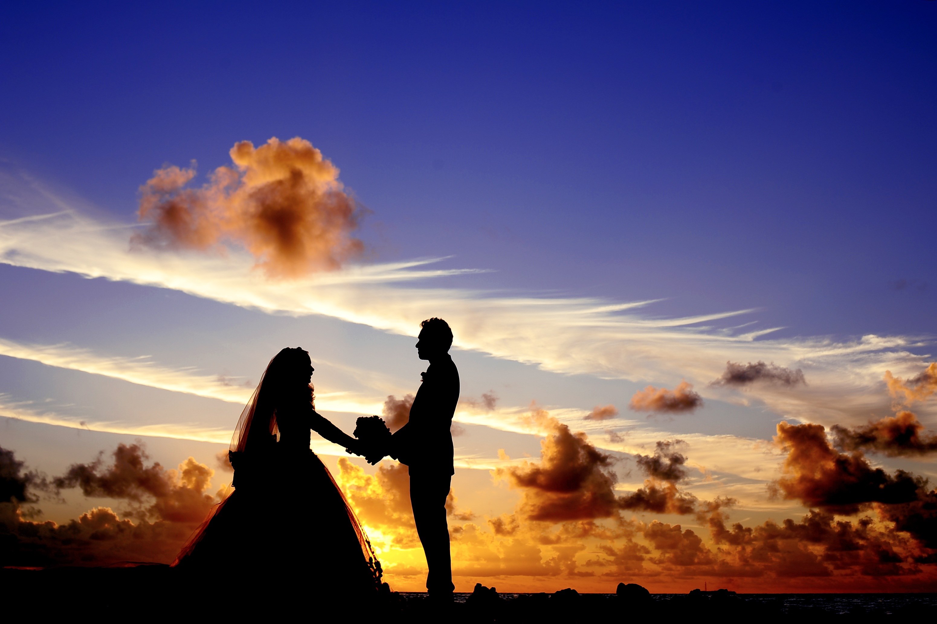 maldives sunset wedding bride tropical island 4k, HD Wallpaper