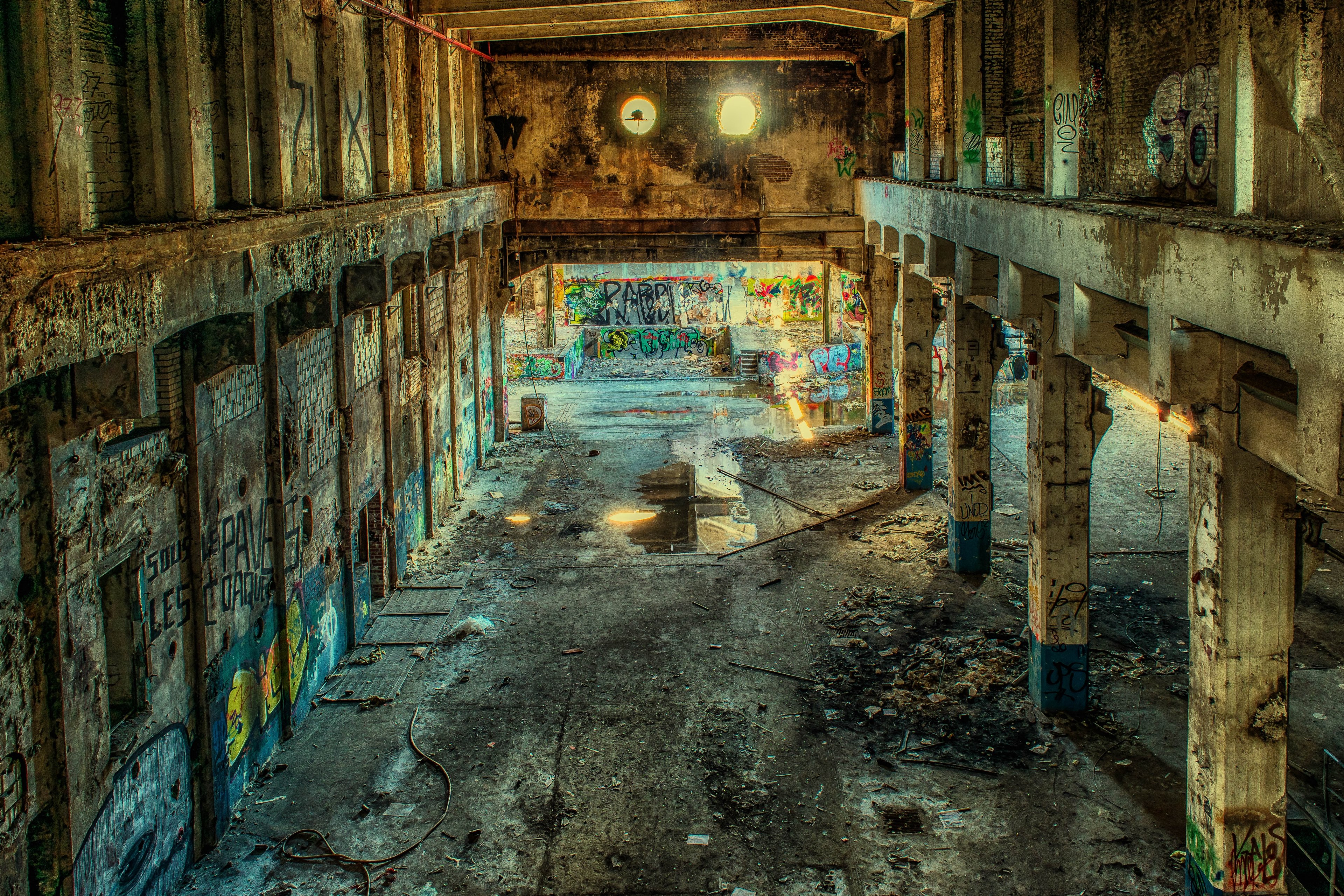 lost places factory hall leave pforphoto lapsed 4k, HD Wallpaper
