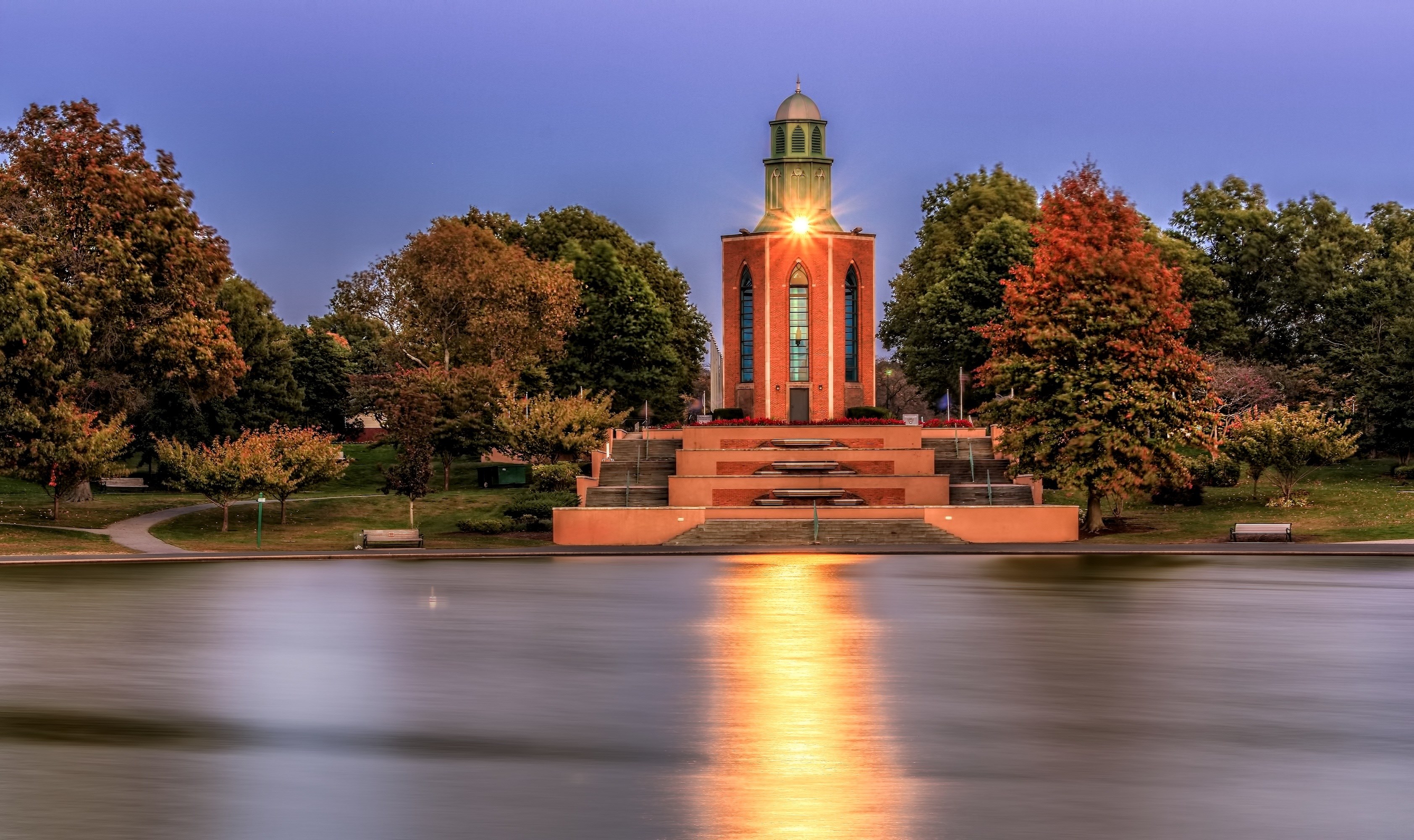 lighthouse beacon tranquil water landscape 4k, HD Wallpaper