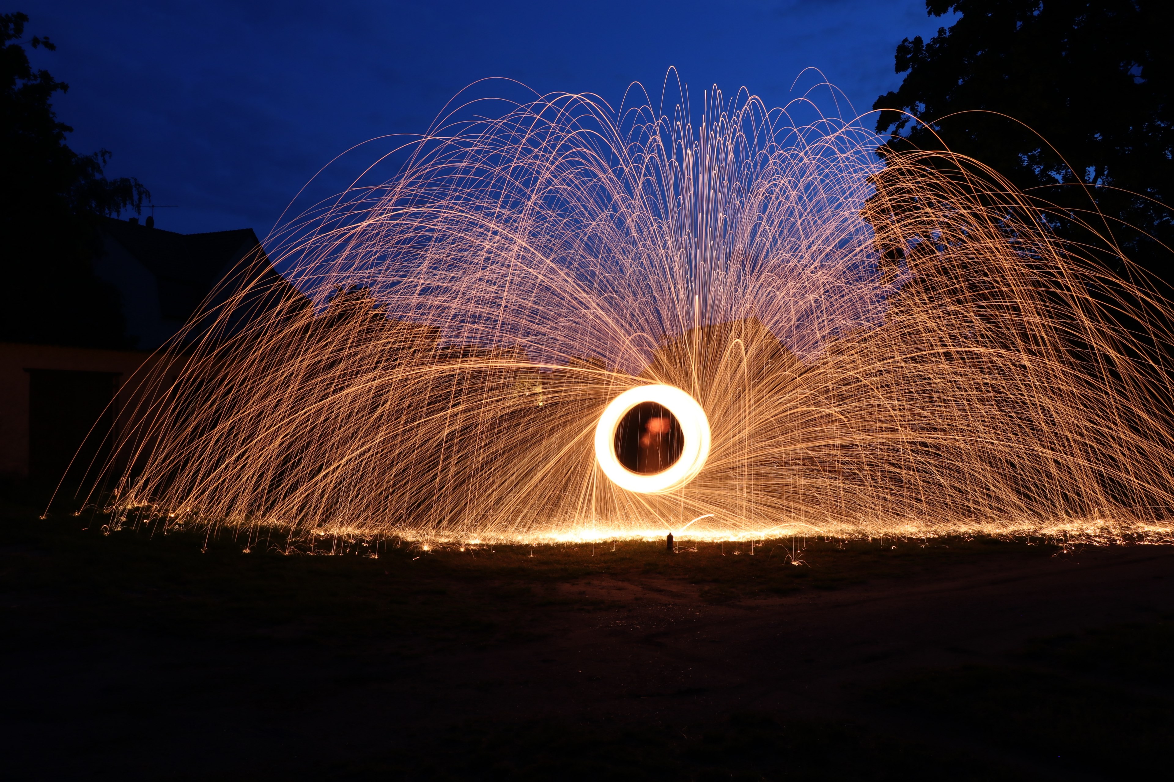 light painting steel wool night swirl turn 4k, HD Wallpaper