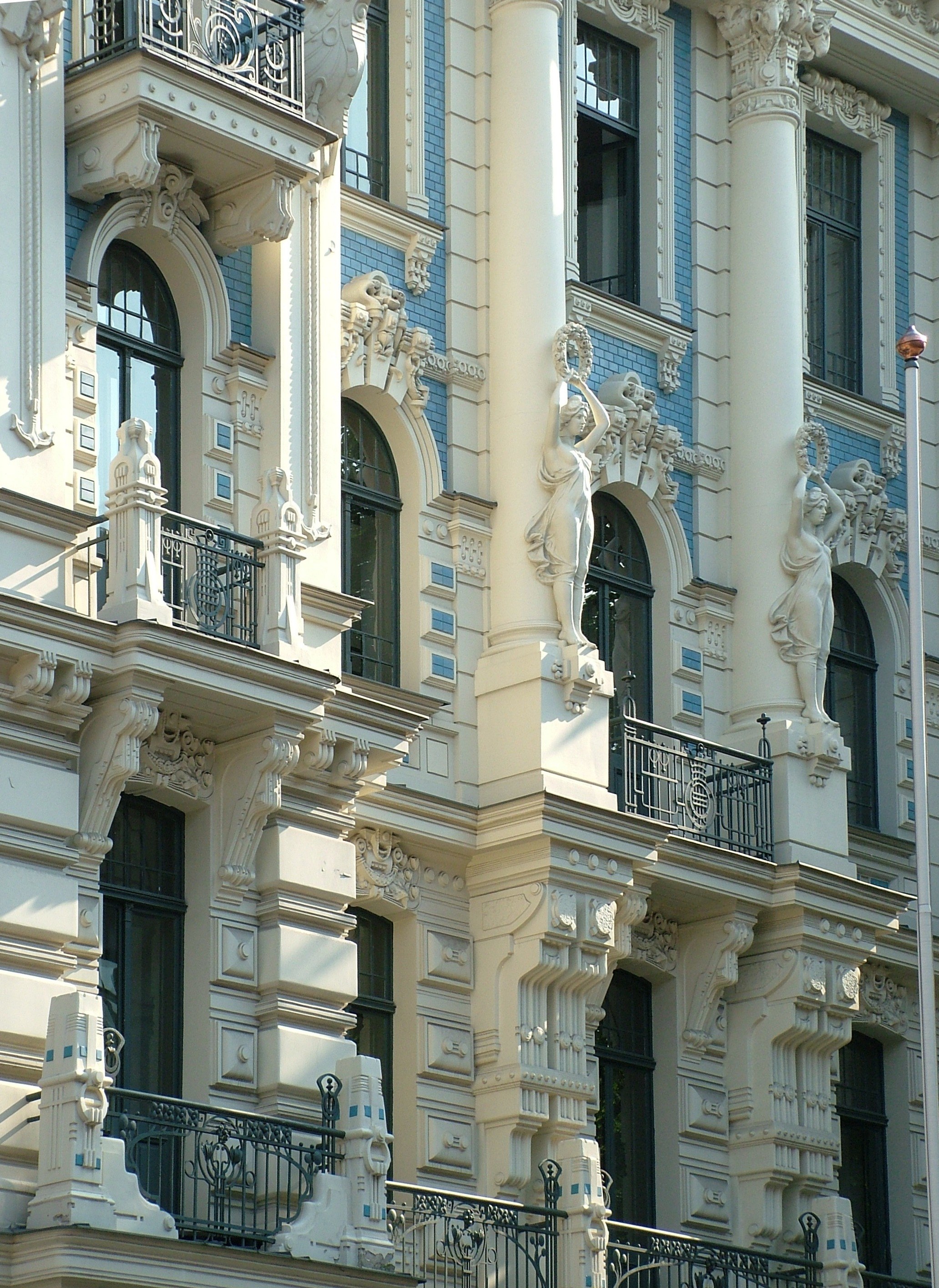 latvia riga art nouveau building 4k, Phone HD Wallpaper