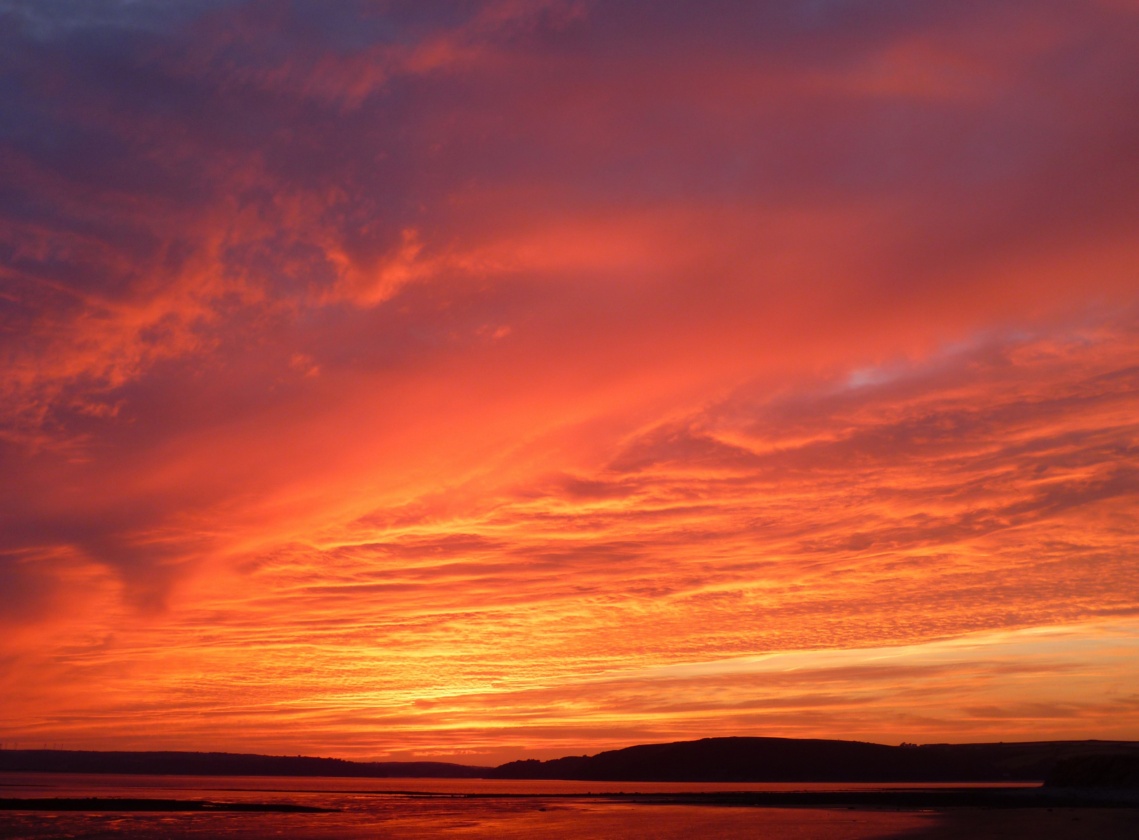landscape shore sunset clouds weather nature sky 4k, HD Wallpaper