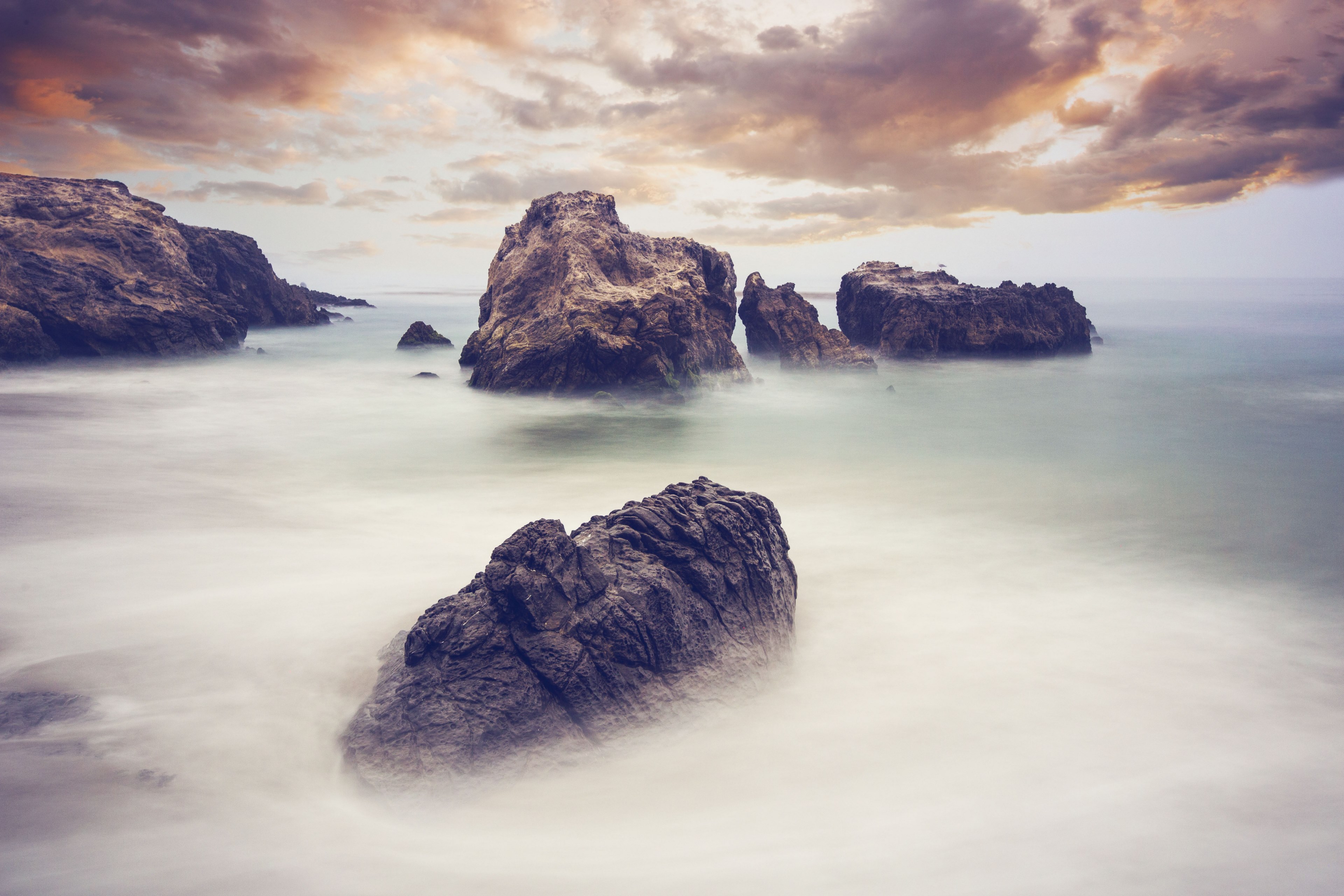 landscape rocks ocean nature mountain sky travel 4k, HD Wallpaper