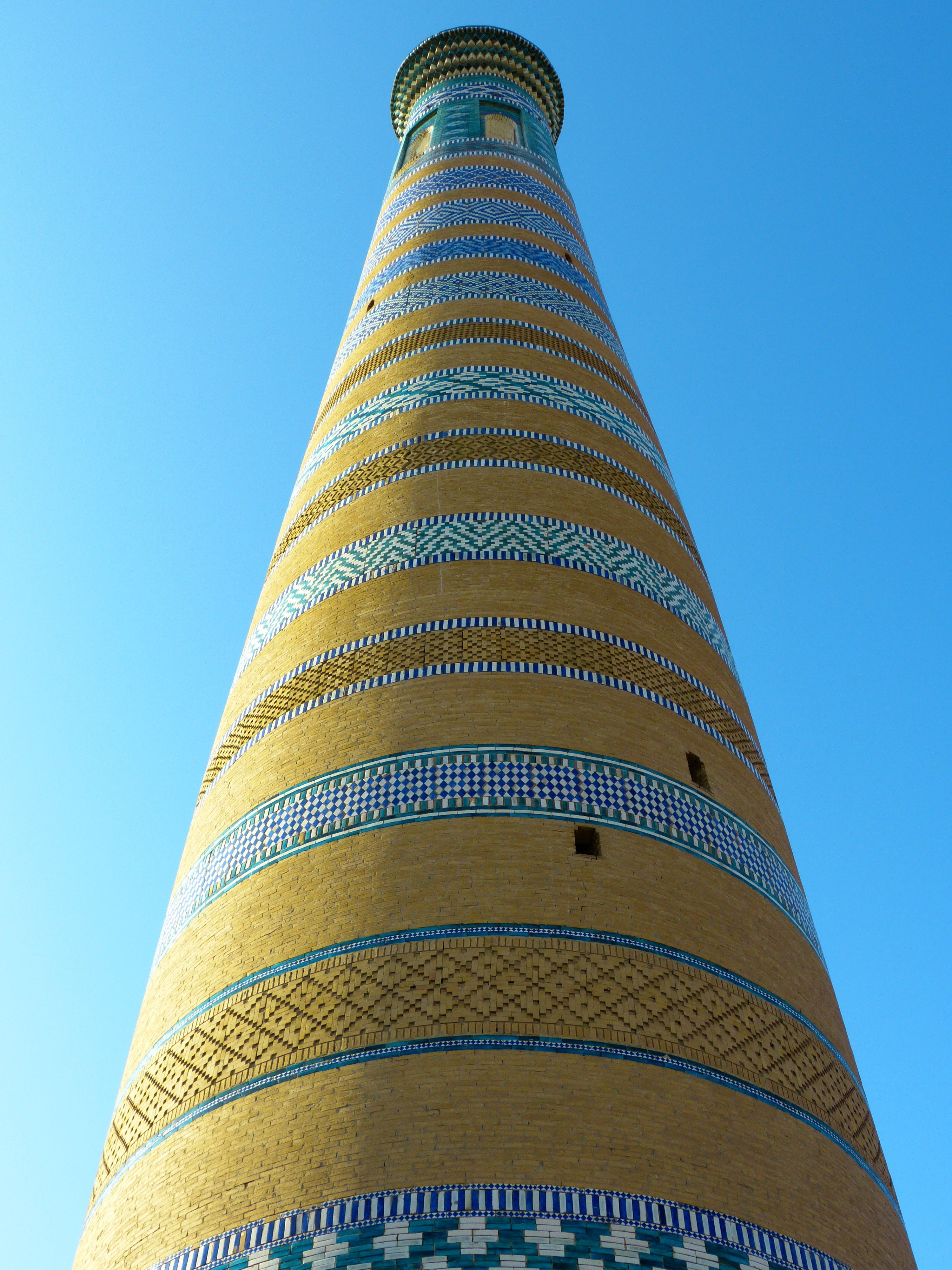 khiva chodja islam minaret high mosaic 4k, Phone HD Wallpaper