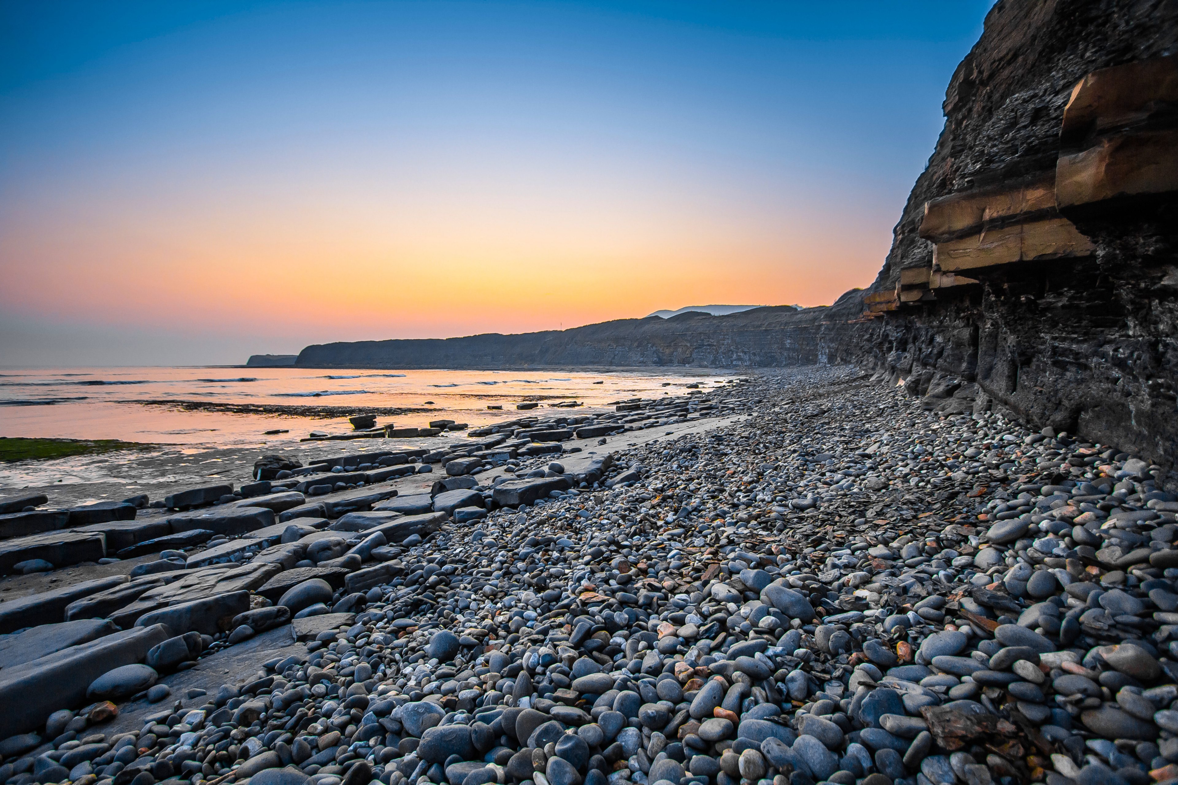 jurassic coast england dorset kimmeridge bay sunset 4k, HD Wallpaper