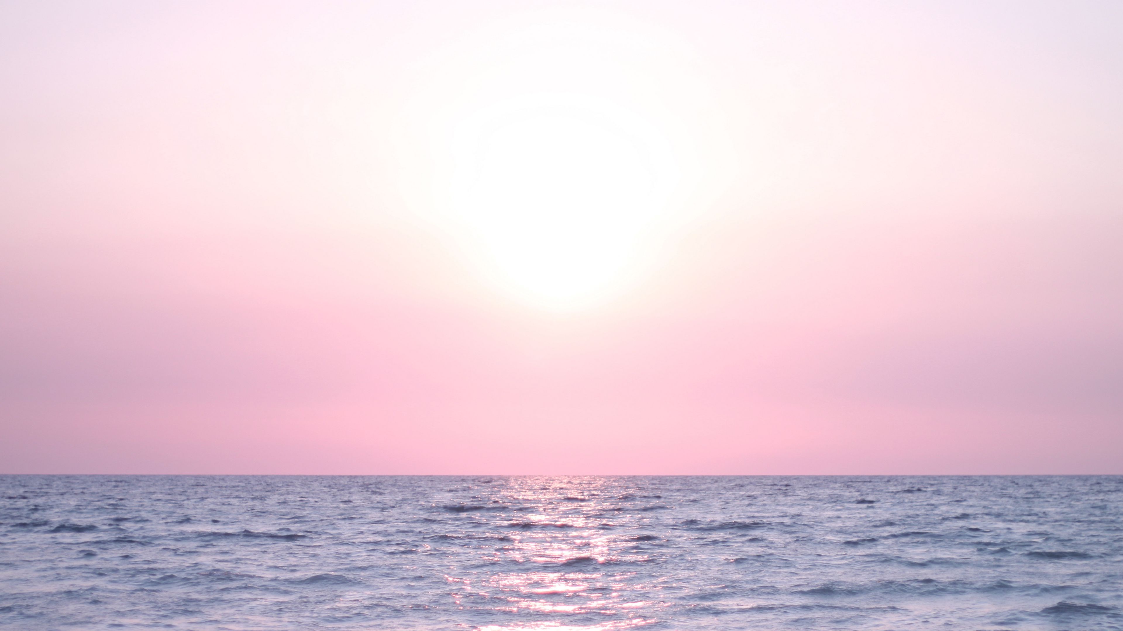 sea, blue, lilac, horizon, 4k, HD Wallpaper