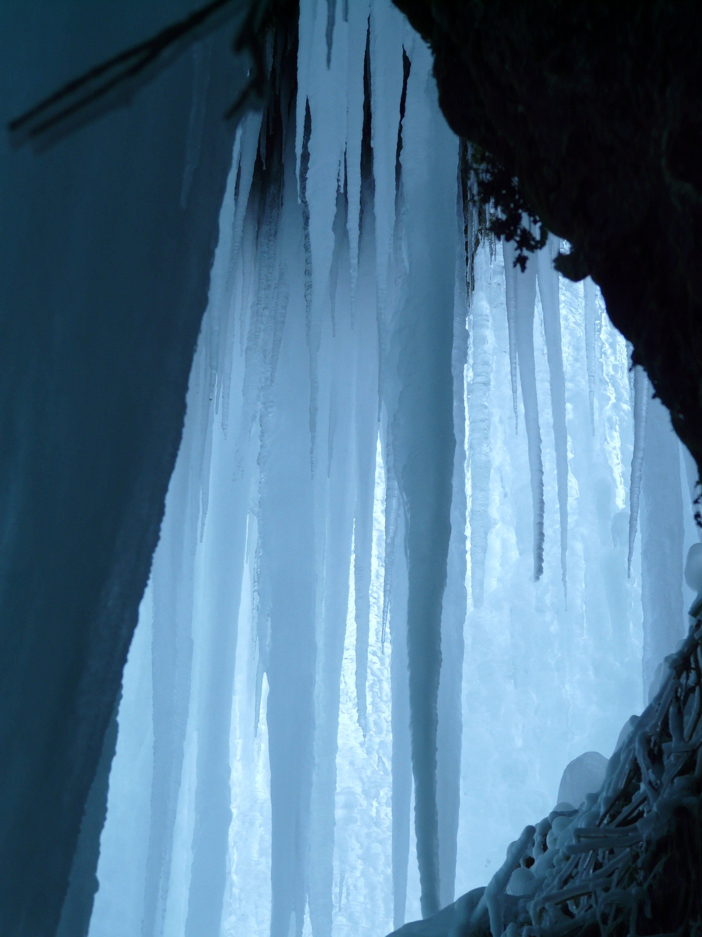 ice cave ice curtain icicle ice formations cave 4k, Phone HD Wallpaper