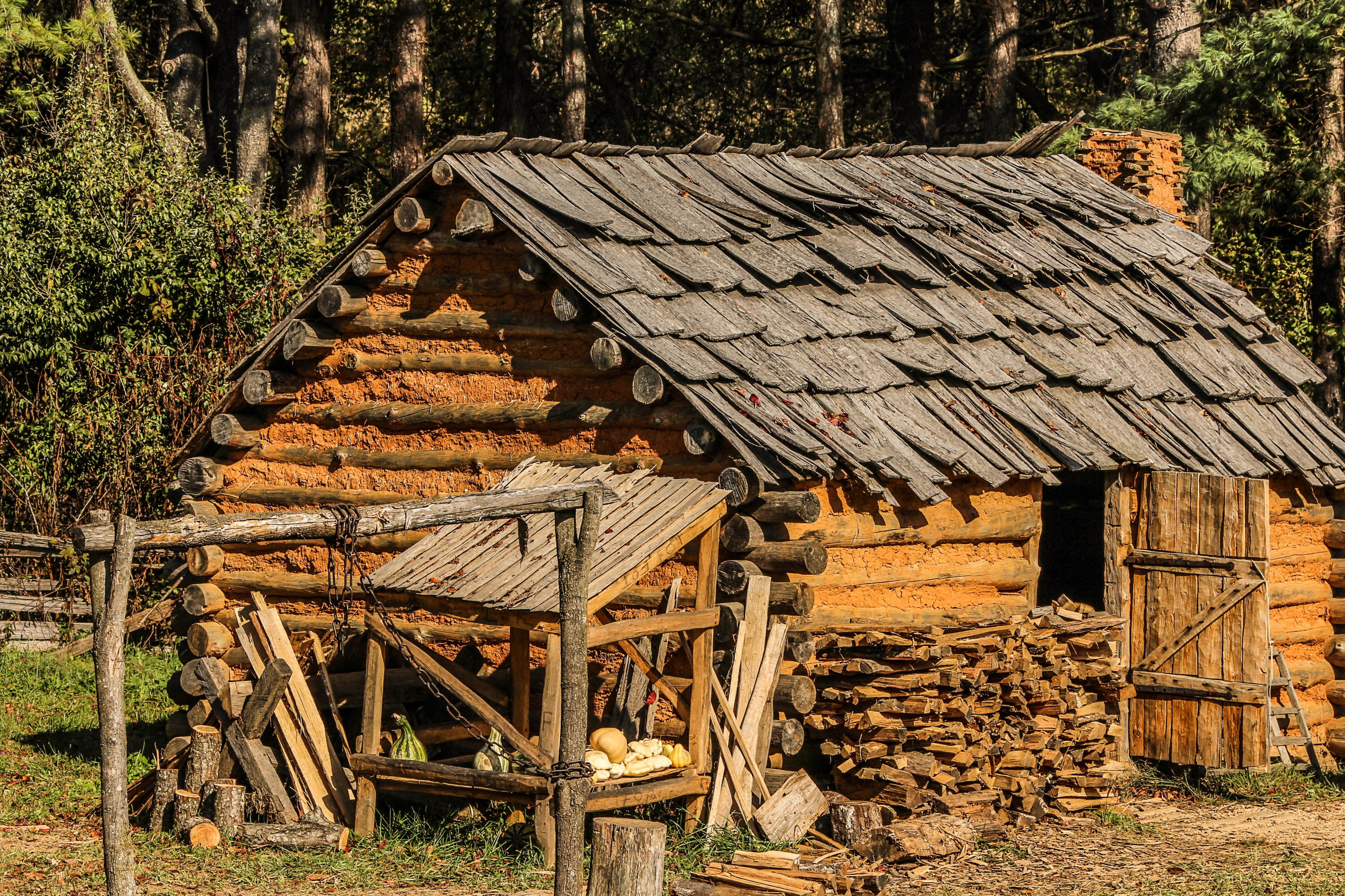 hut cabin settlers settlers cabin mud wattle logs 4k, HD Wallpaper