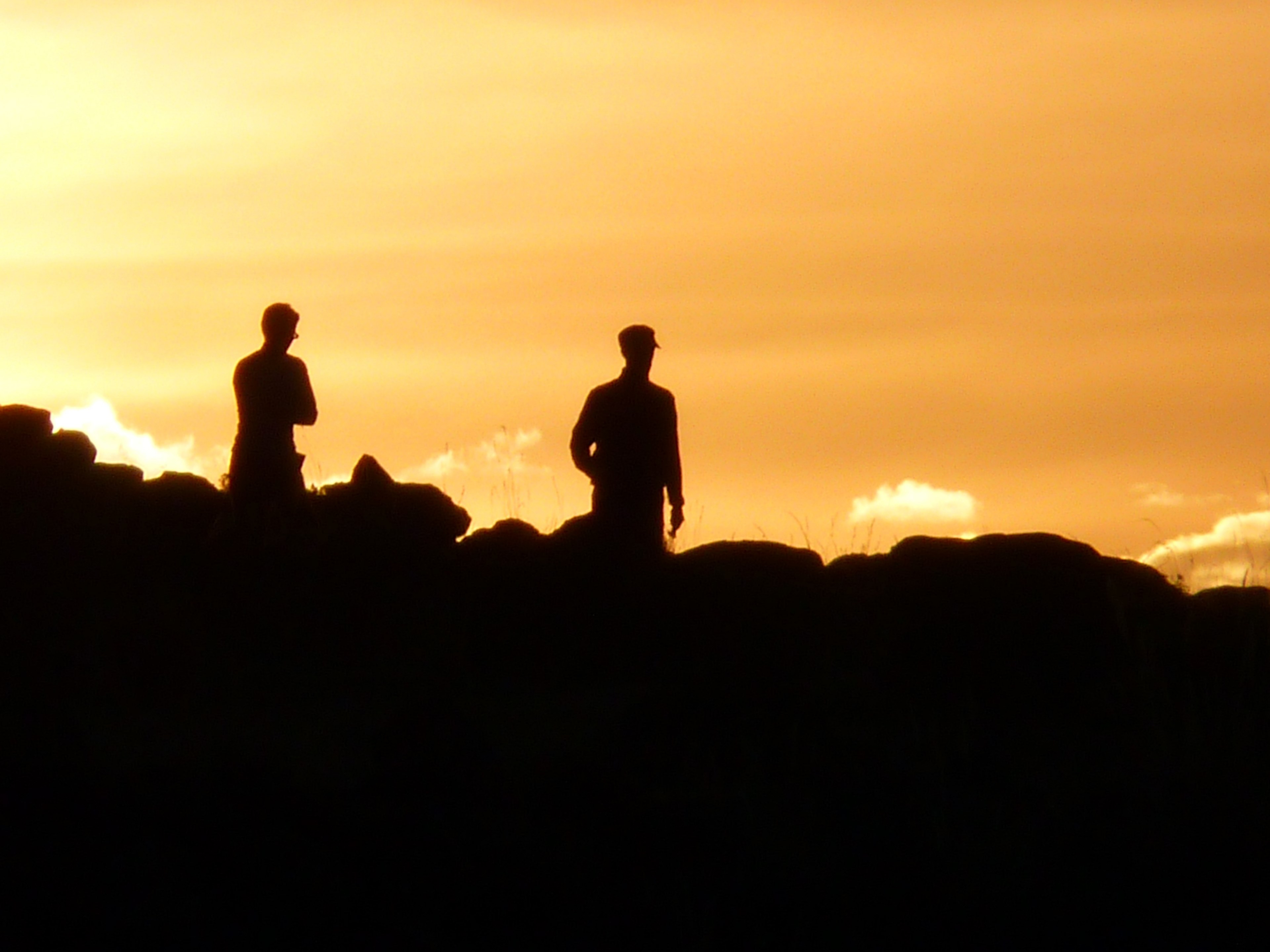 human skyline back light sunset hike personal men 4k, HD Wallpaper