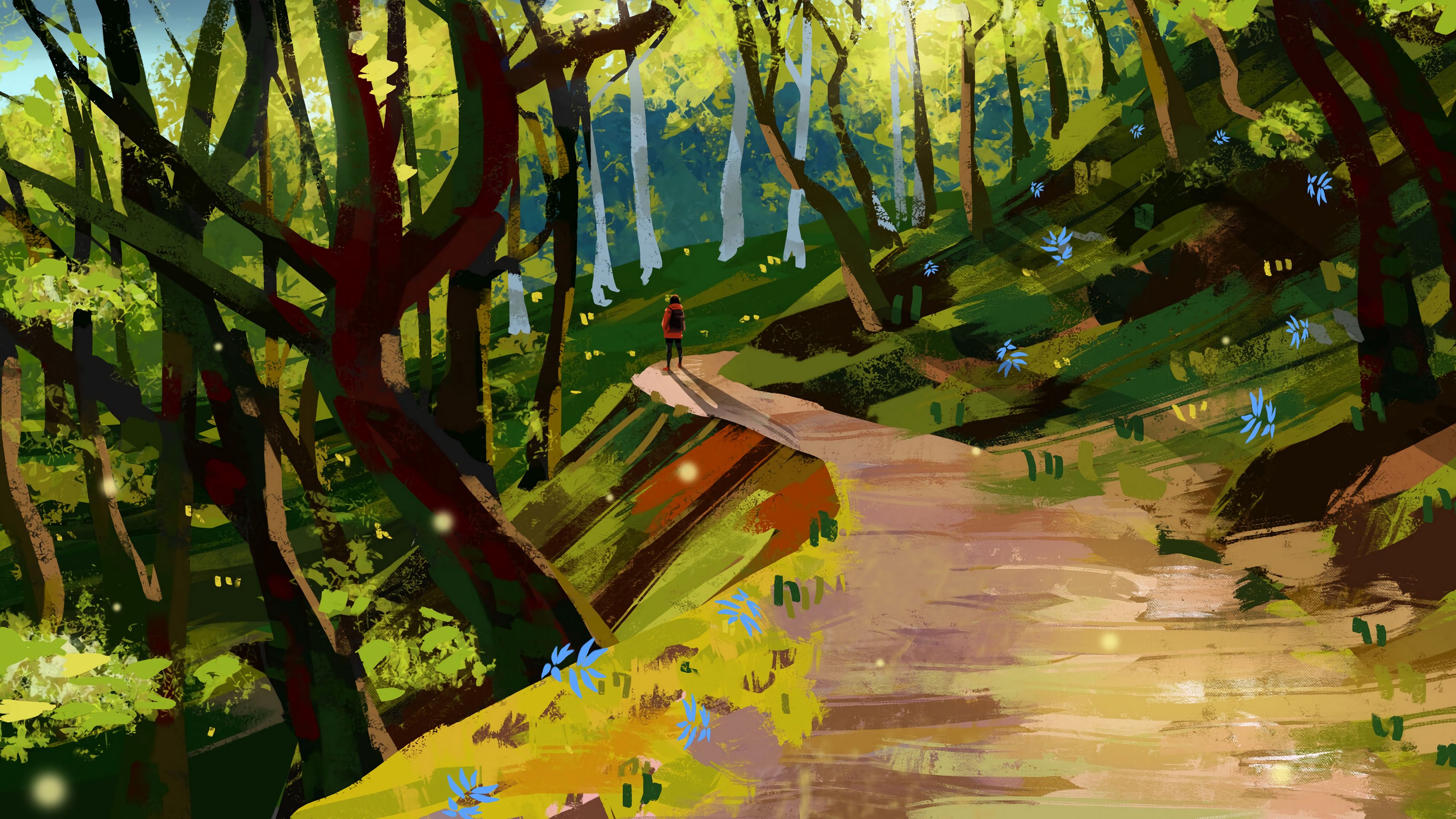 lonely, paints, art, 4k, HD Wallpaper