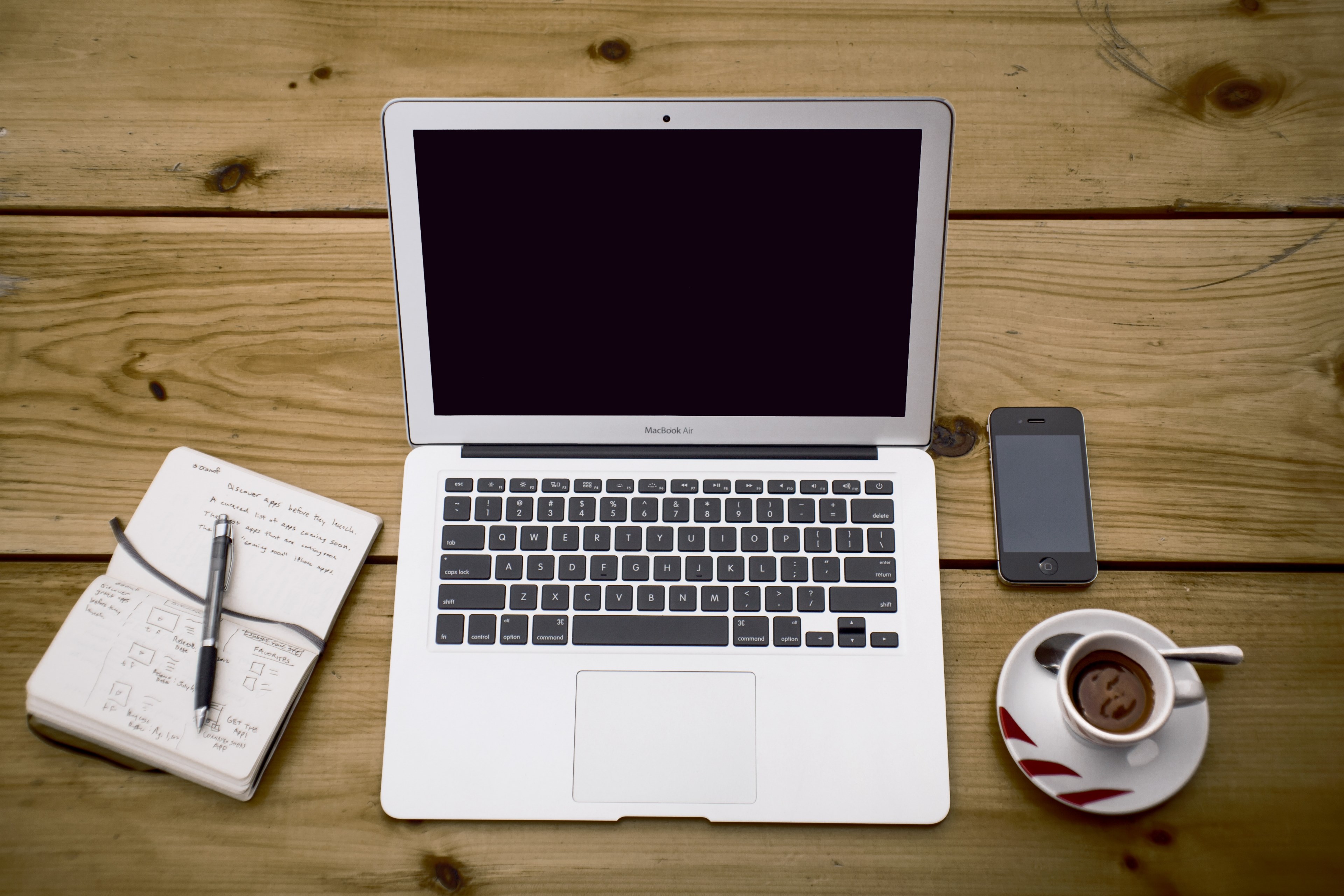 home office workstation office business notebook 4k, HD Wallpaper
